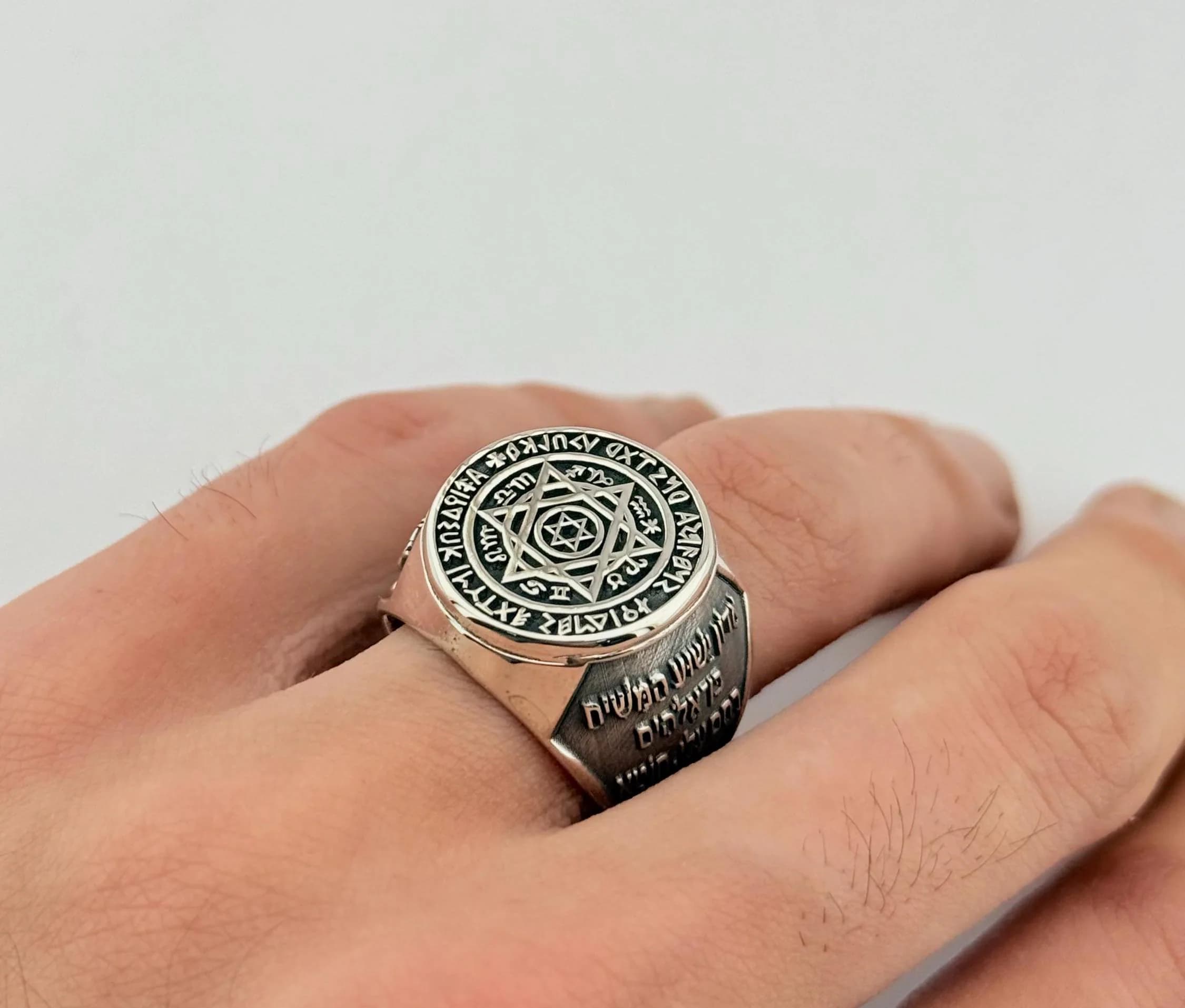 Solomon Ring, Solomon Seal, Jewish Jewelry, Seal of Solomon Ring, Jewish Ring, Custom Sterling Silver Ring, Protective Jewish Heritage Ring