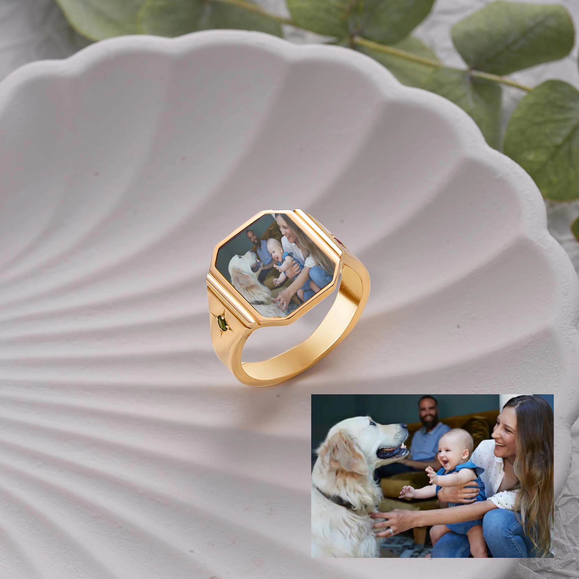 Funeral Keepsake Jewelry, Custom Memorial Photo Ring – Personalized Remembrance Ring with Birthstone, Christmas Gift, Mom ring