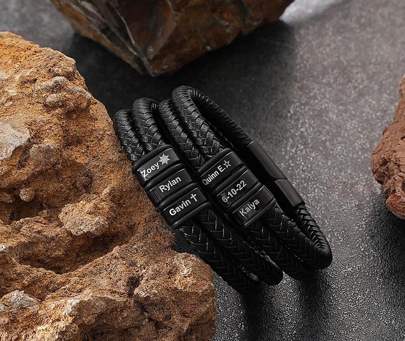 Mens Bracelet, Custom Leather Accessories, Gifts for Him, Christmas Fathers Day Birthday Anniversary Gift For Him Dad Husband Son Boyfriend