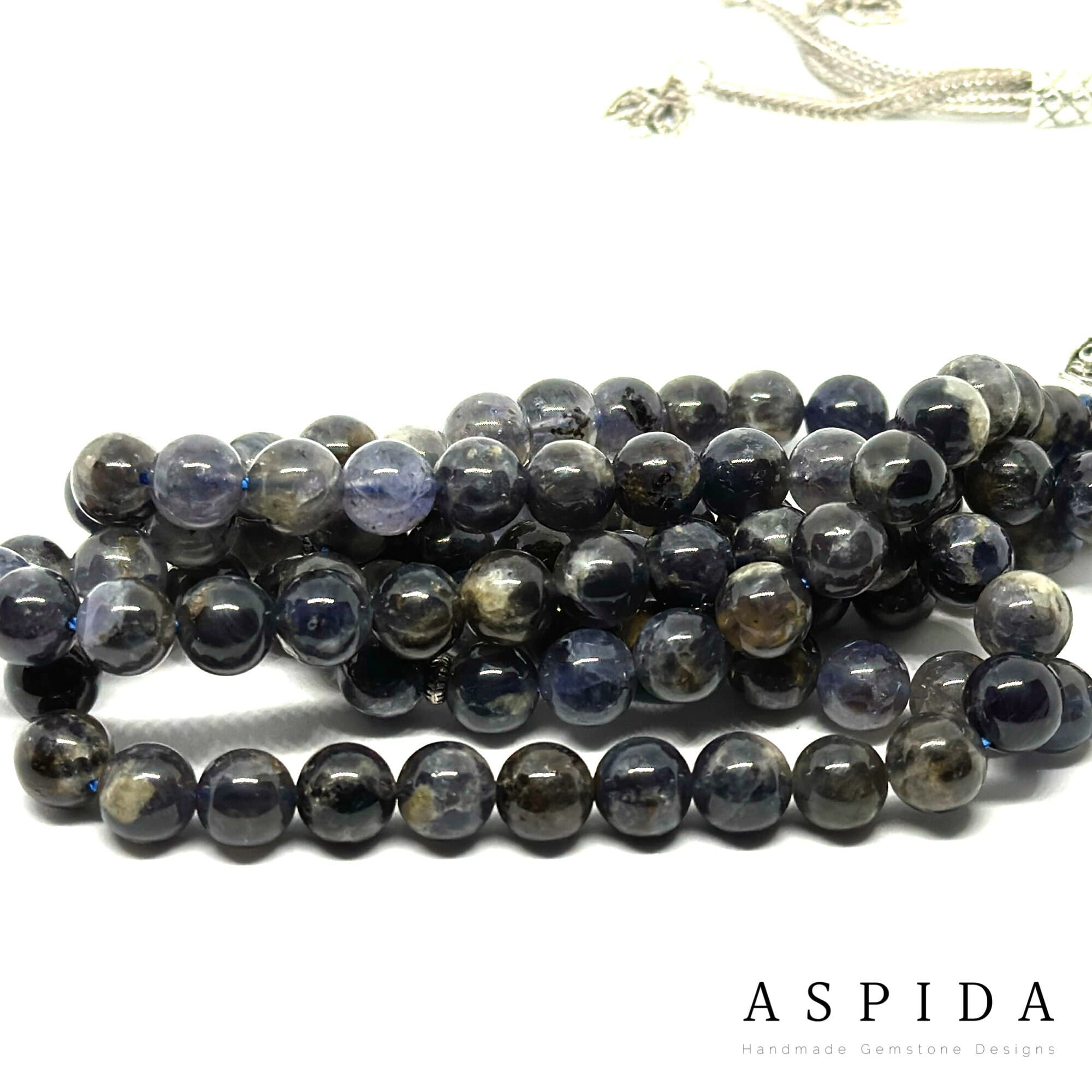 Real Iolite Gemstone, Islamic Prayer 99 Beads, Tasbih, Tesbih, Misbaha, Tasbeeh, Sibha, Rosary, Tasbih 99, Tasbih Personalized 8 mm, Premium - image 5
