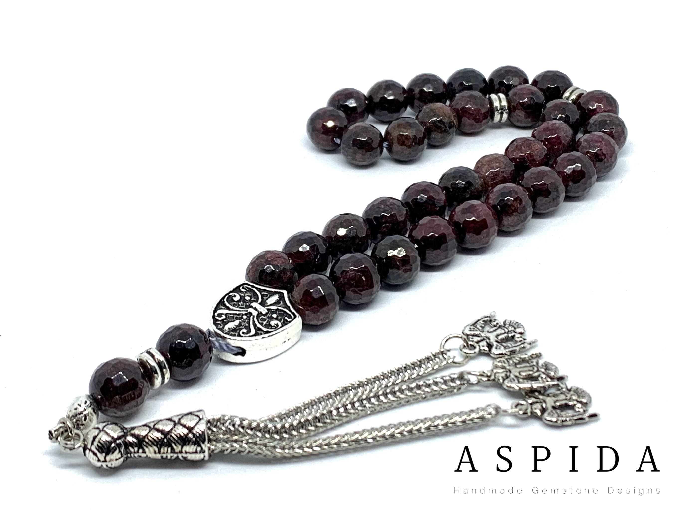 Real Red Garnet  Natural Crystal Gemstone Personalized Tasbih 33, Prayer Beads, Tesbih, Misbaha, Tasbeeh, Sibha, Rosary, Premium Quality