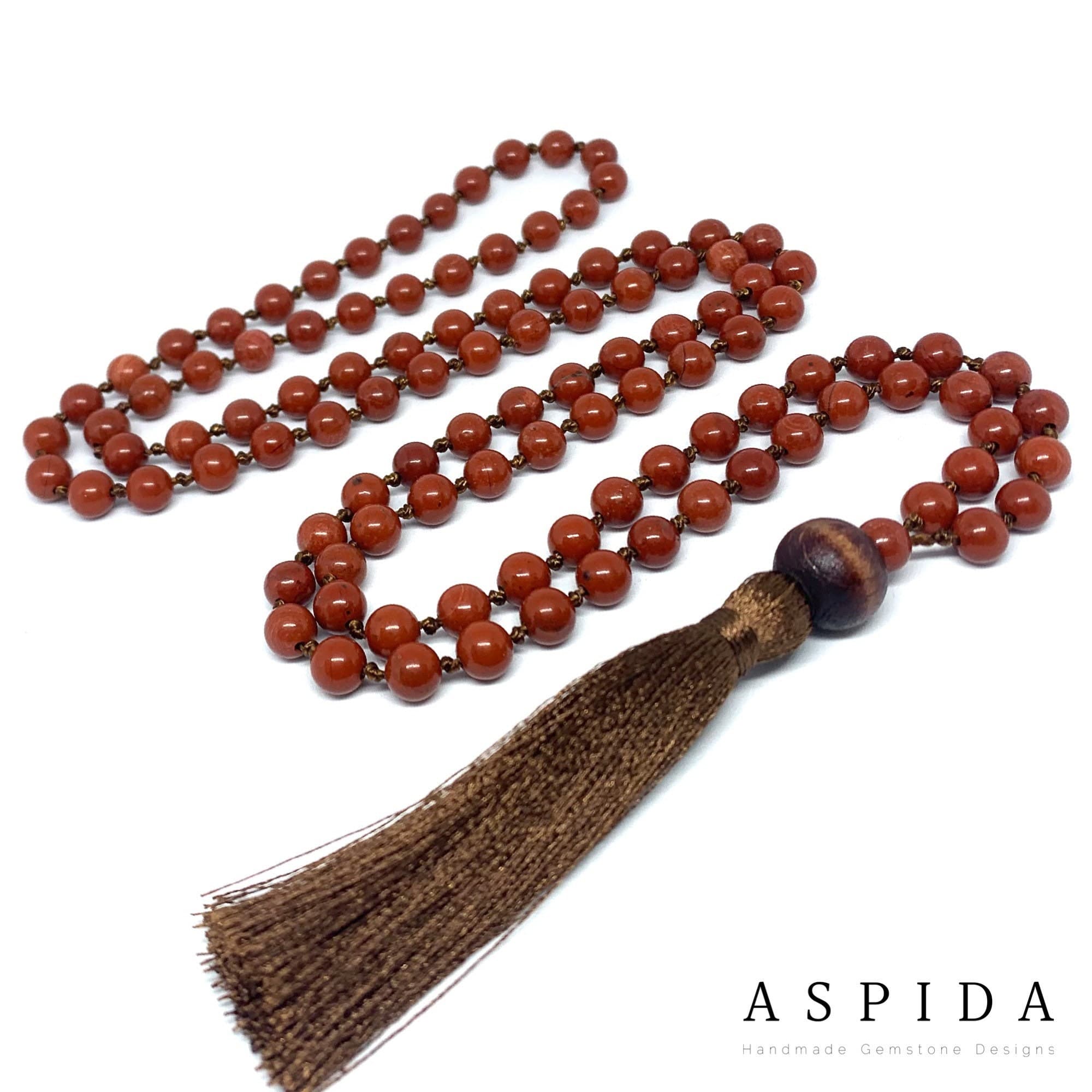 Real Red Jasper Gemstone Mala Spiritual Necklace 6mm, Hand Knotted 108 Mala Beads, 108 Mala Bead, Mala Tassel Necklace, Japamala, Meditation