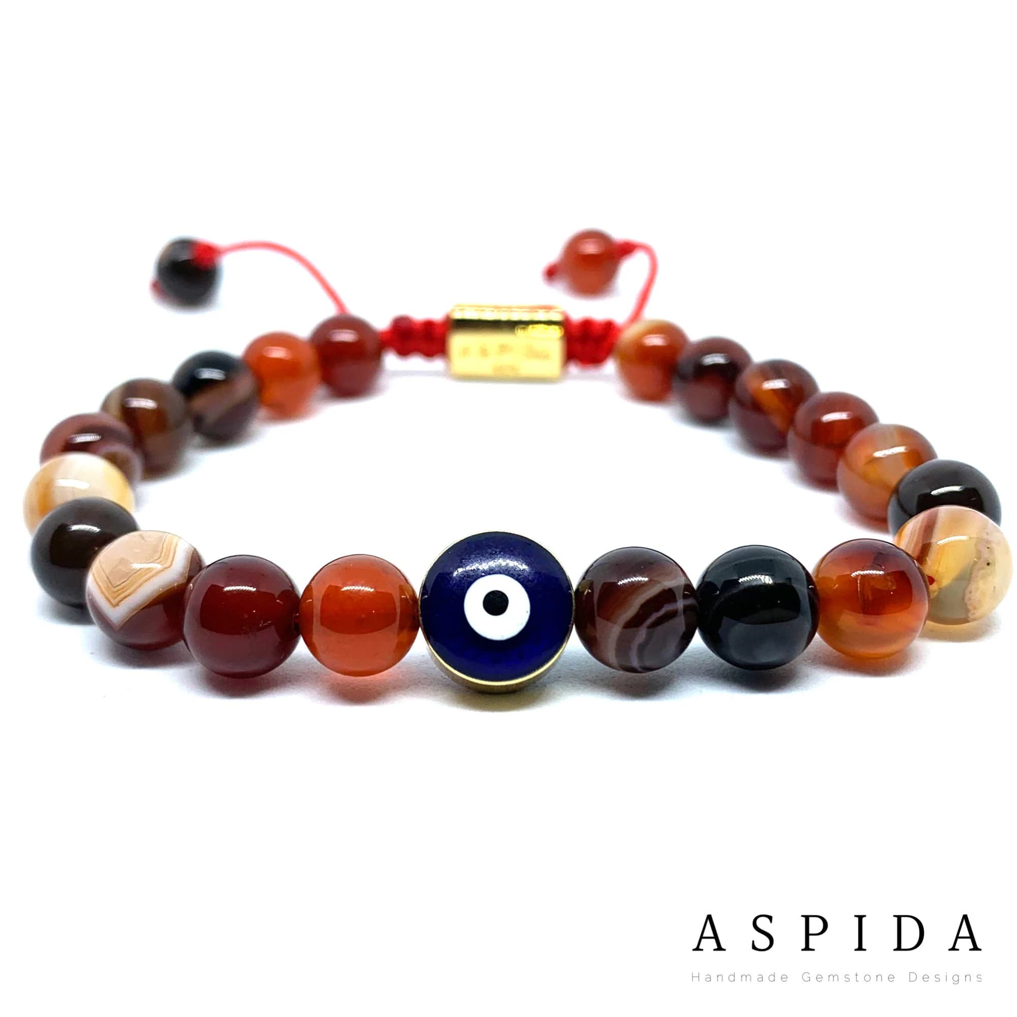 Real Agate Evil Eye Gemstone Crystal Bracelet, Bracelet For Men, Bracelet For Women, Bracelet For Couple, Customize Gıft, Adjustable Gift,