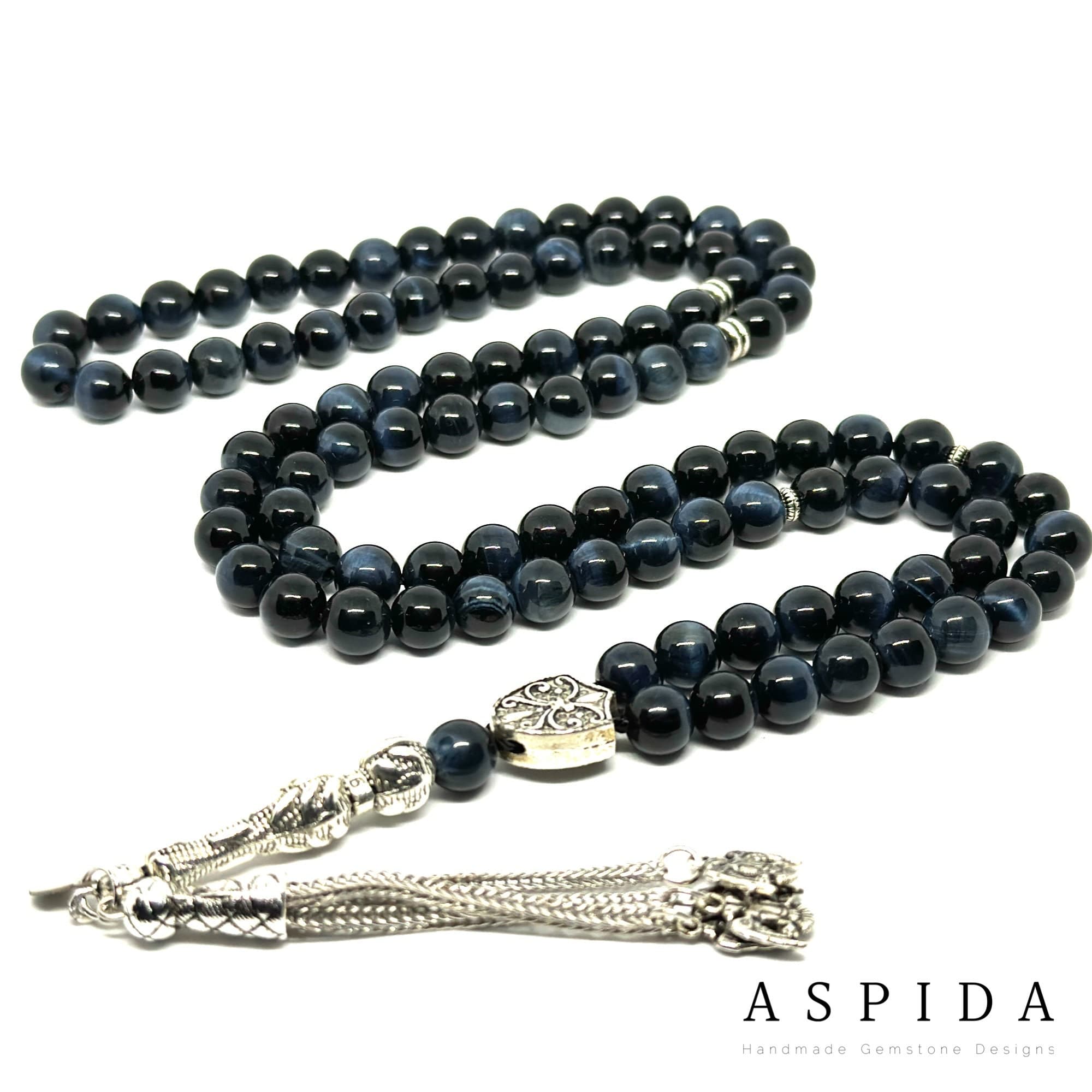 Real Black Tiger eyes Gemstone, Islamic Prayer 99 Beads, Tasbih, Tesbih, Misbaha, Tasbeeh, Sibha, Rosary, Tasbih 99, Tasbih Personalized 8mm