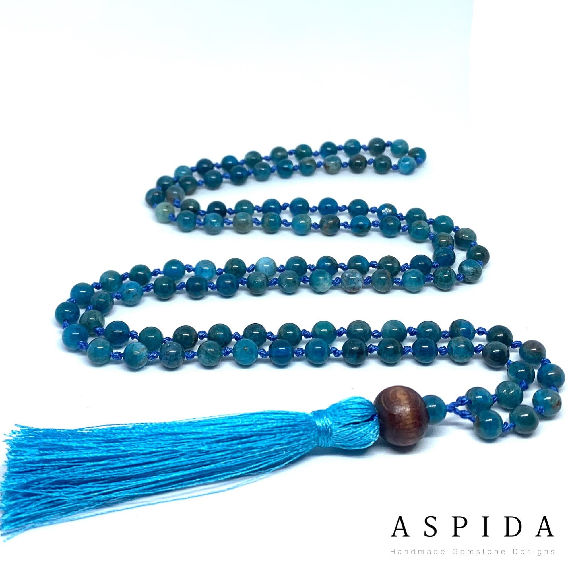 Real Apatite Gemstone Mala Spiritual Necklace 6mm , Hand Knotted 108 Mala Beads, 108 Mala Beads, Mala Tassel Necklace, Japa Mala, Meditation - image 3