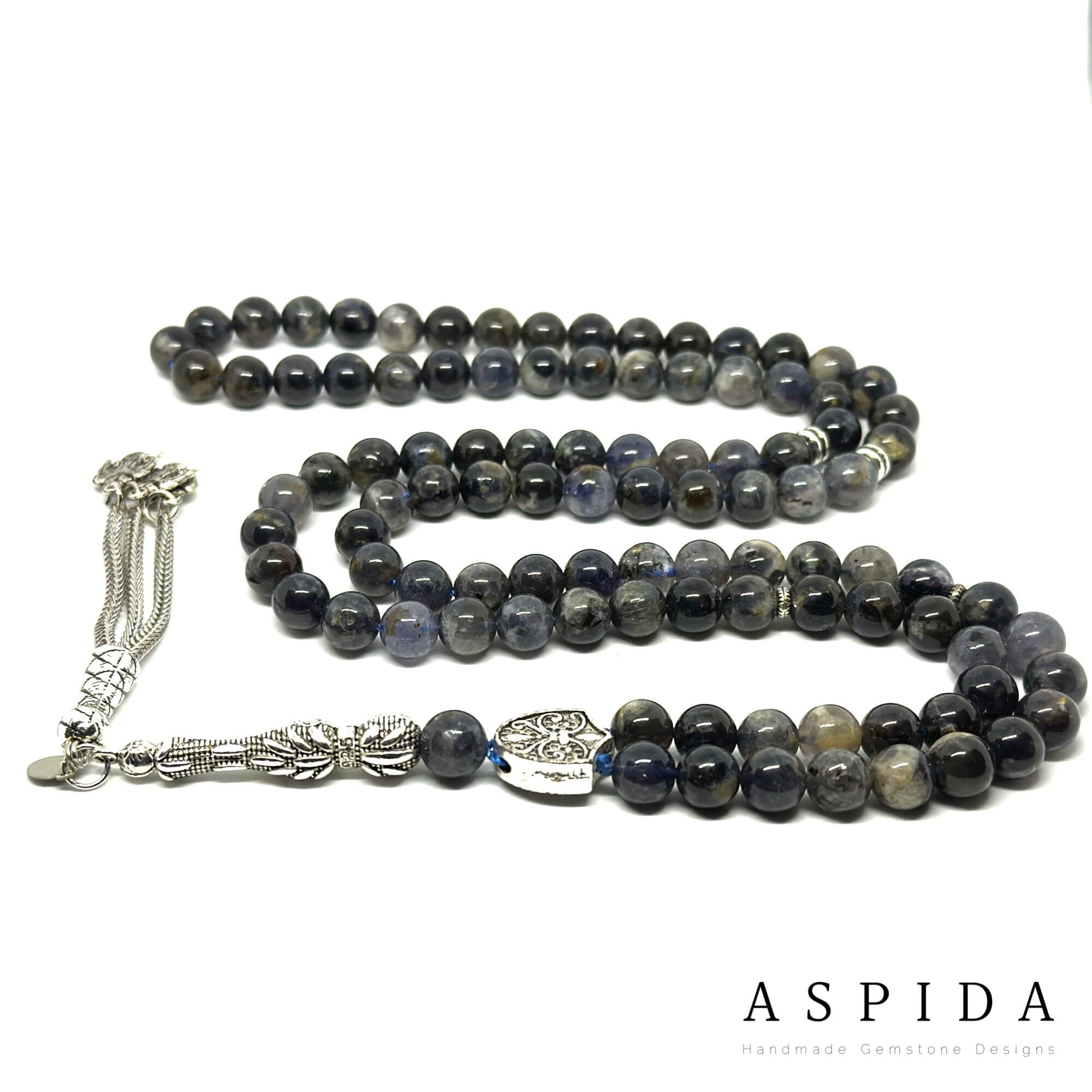Real Iolite Gemstone, Islamic Prayer 99 Beads, Tasbih, Tesbih, Misbaha, Tasbeeh, Sibha, Rosary, Tasbih 99, Tasbih Personalized 8 mm, Premium - image 3