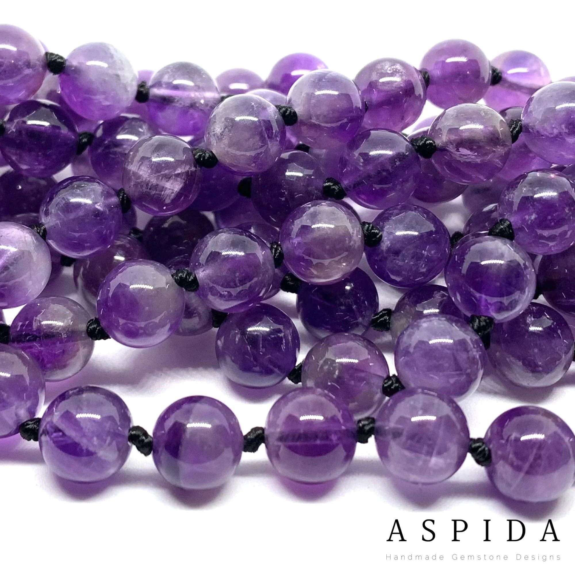 Real Amethyst Gemstone Mala Spiritual Necklace, Hand Knotted 108 Mala Beads, 108 Mala Bead, Mala Tassel Necklace, Japa Mala, Meditation Mala - image 5