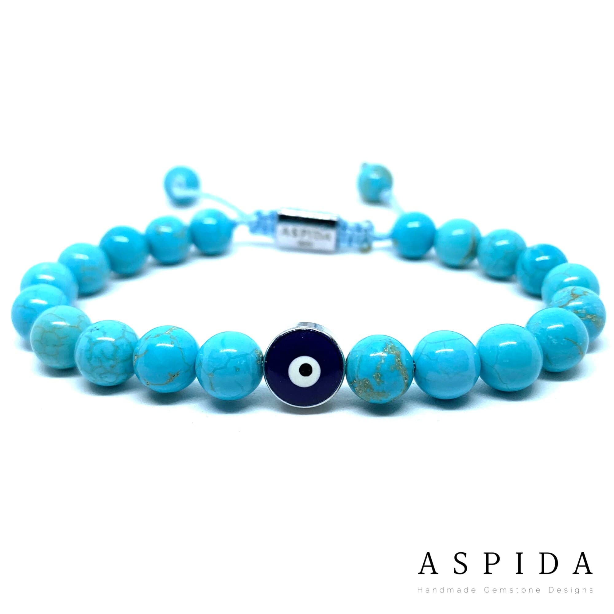 Real Turquoise Evil Eye Gemstone Crystal Bracelet, Bracelet For Men, Bracelet For Women, Bracelet For Couple, Customize Gıft, Adjustable - image 4
