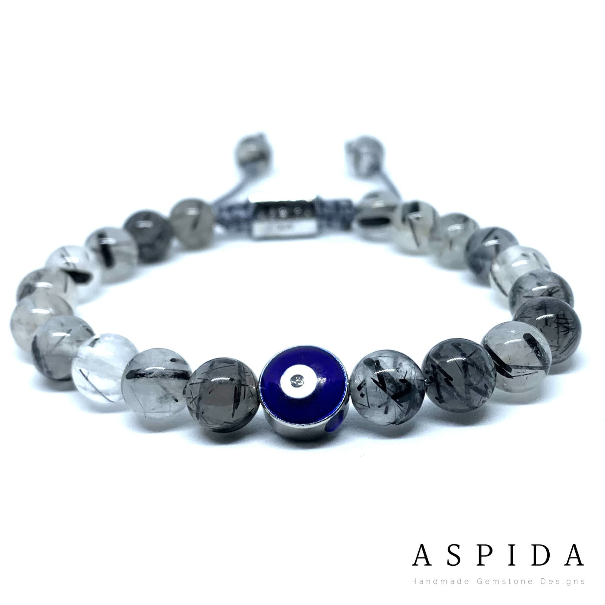 Real Rutile Quartz Evil Eye Gemstone Crystal Bracelet, Bracelet For Men, Bracelet For Women, Bracelet For Couple, Customize Gıft, Adjustable - image 4