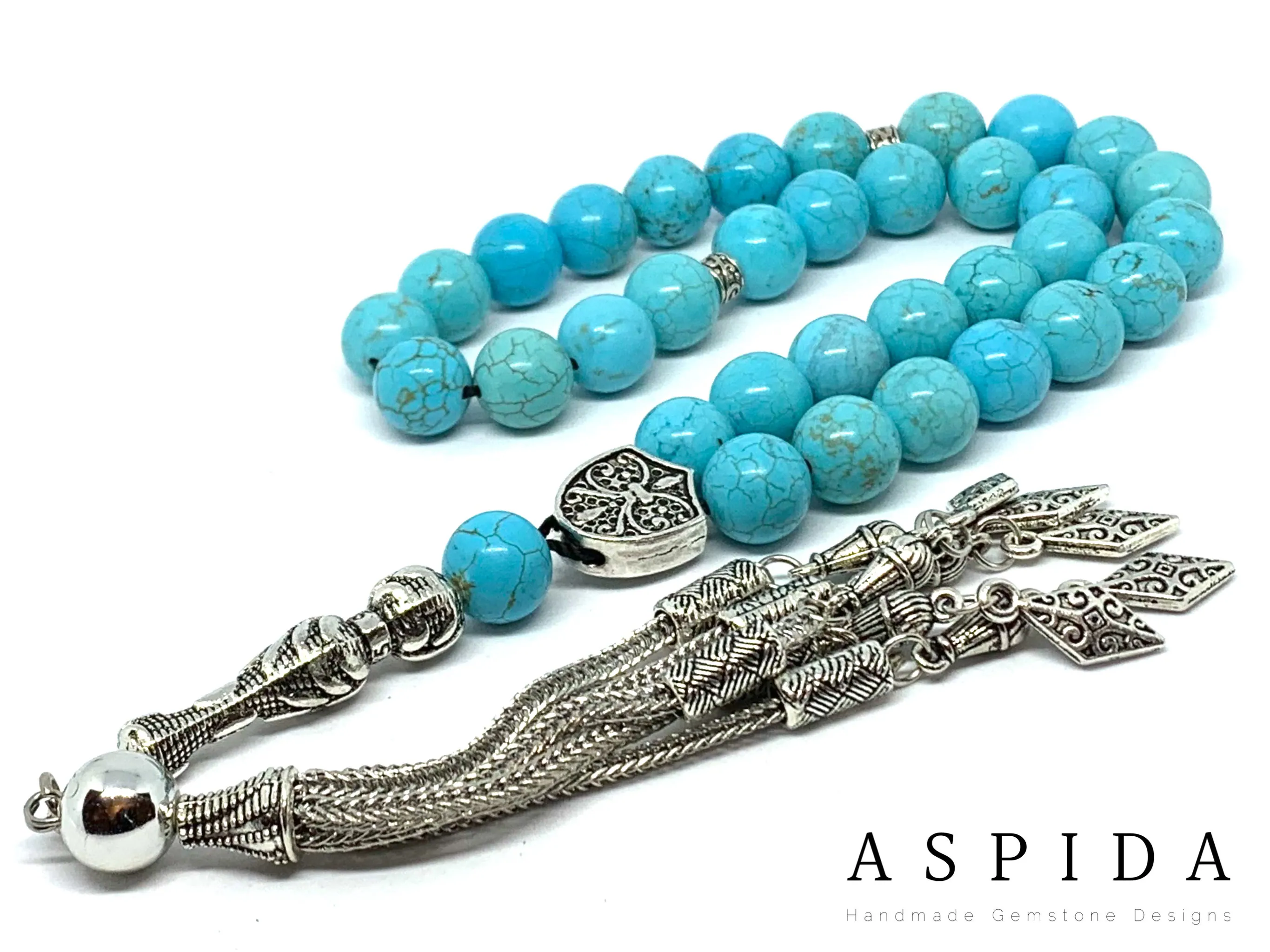 Real Turquoise Gemstone, Islamic Prayer 33 Beads, Tasbih, Tesbih, Misbaha, Tasbeeh, Sibha, Rosary, Tasbih 33, Tasbih Personalized 10mm, Big