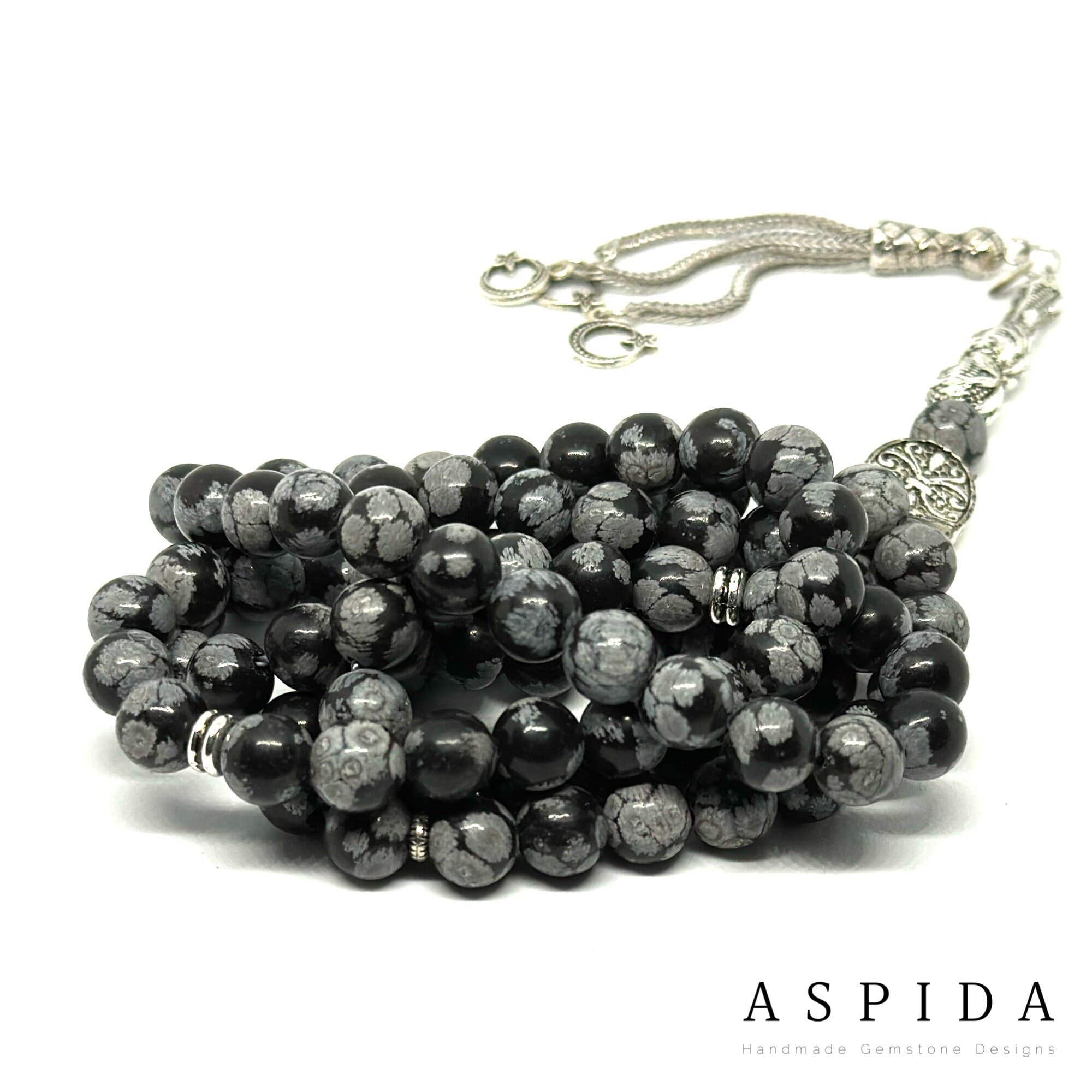 Real Snowflake Obsidian Gemstone, Islamic Prayer 99 Beads, Tasbih, Tesbih, Misbaha, Tasbeeh, Sibha, Rosary, Tasbih 99, Personalized 99 8mm - image 5