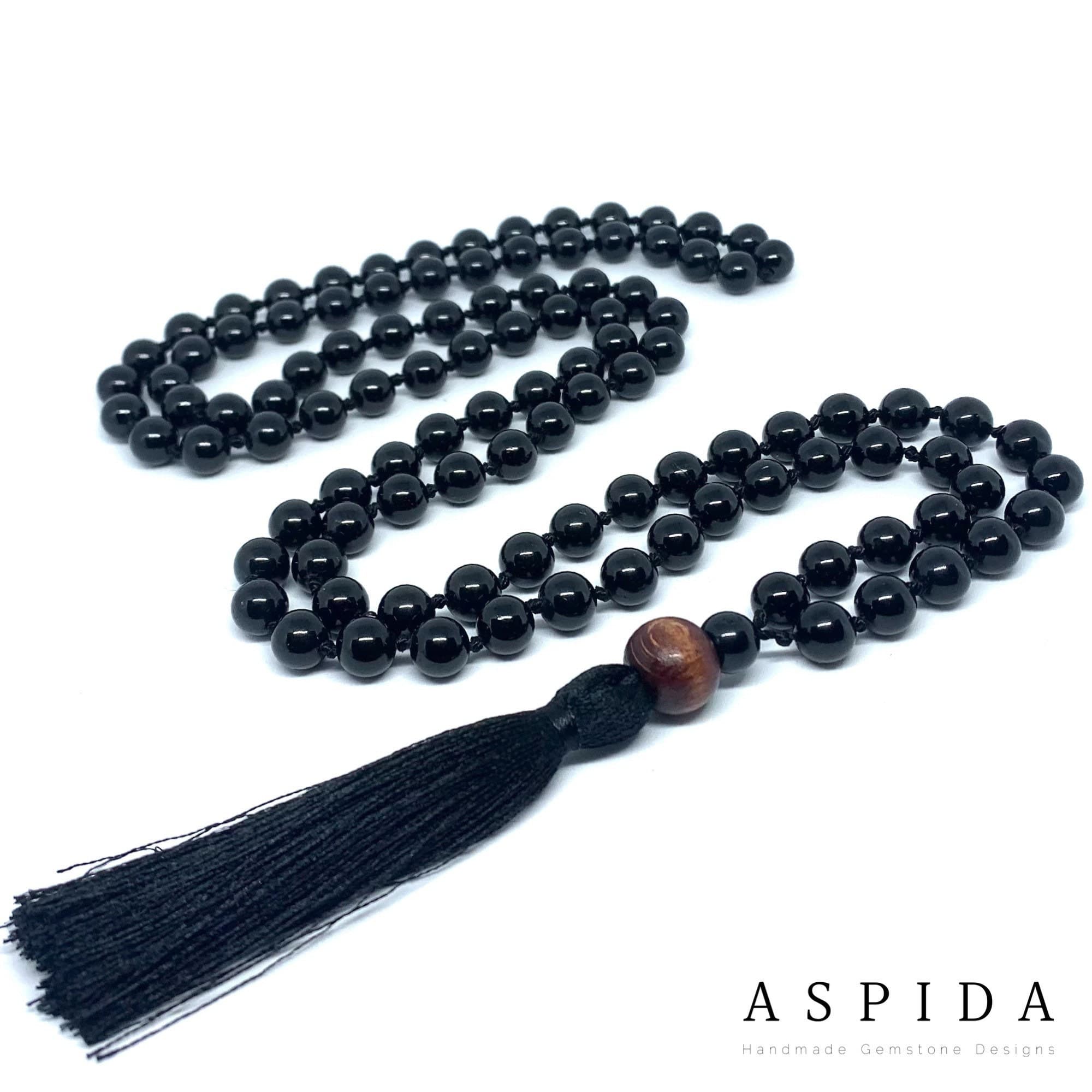 Real Tourmaline Gemstone Mala Spiritual Necklace, Hand Knotted 108 Mala Beads, 108 Mala Beads, Mala Necklace, JapaMala, Meditation Mala