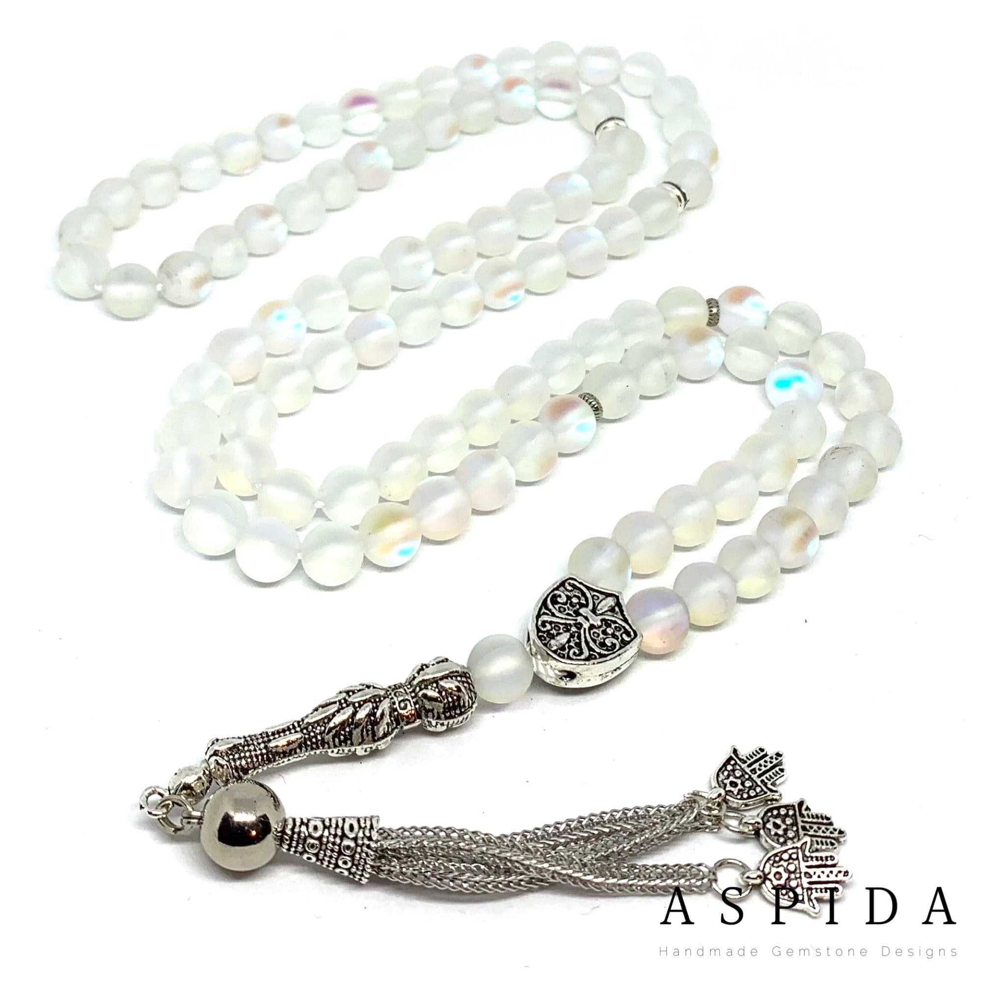Real Aura Angel Quartz Gemstone, Islamic Prayer 99 Beads, Tasbih, Tesbih, Misbaha, Tasbeeh, Sibha, Tasbih 99, Tasbih Personalized 8 mm,