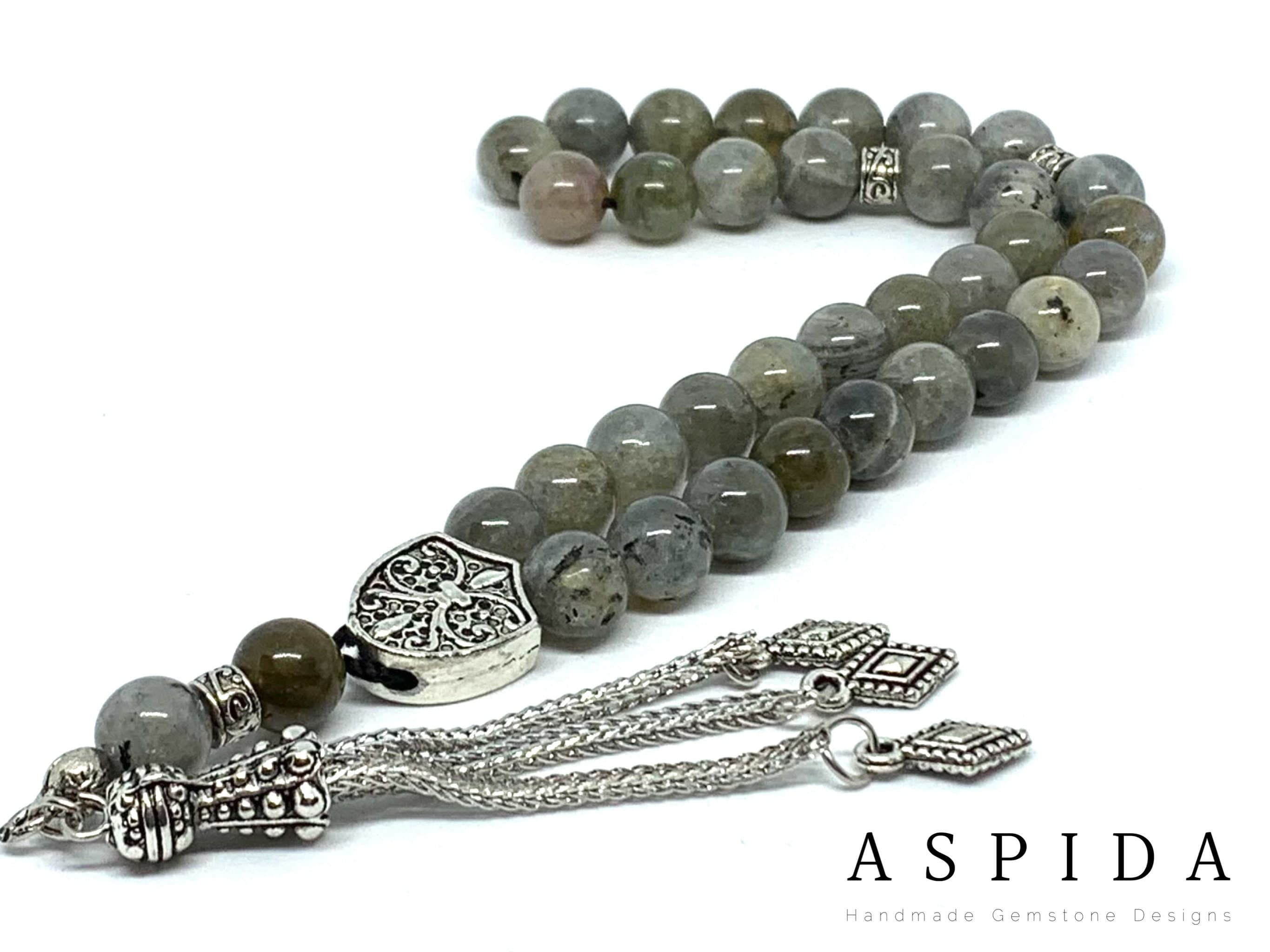 Real Labradorite Stone Natural Crystal Gemstone Personalized Tasbih 33, Prayer Beads, Tesbih, Misbaha, Tasbeeh, Sibha, Rosary, Premium Quali