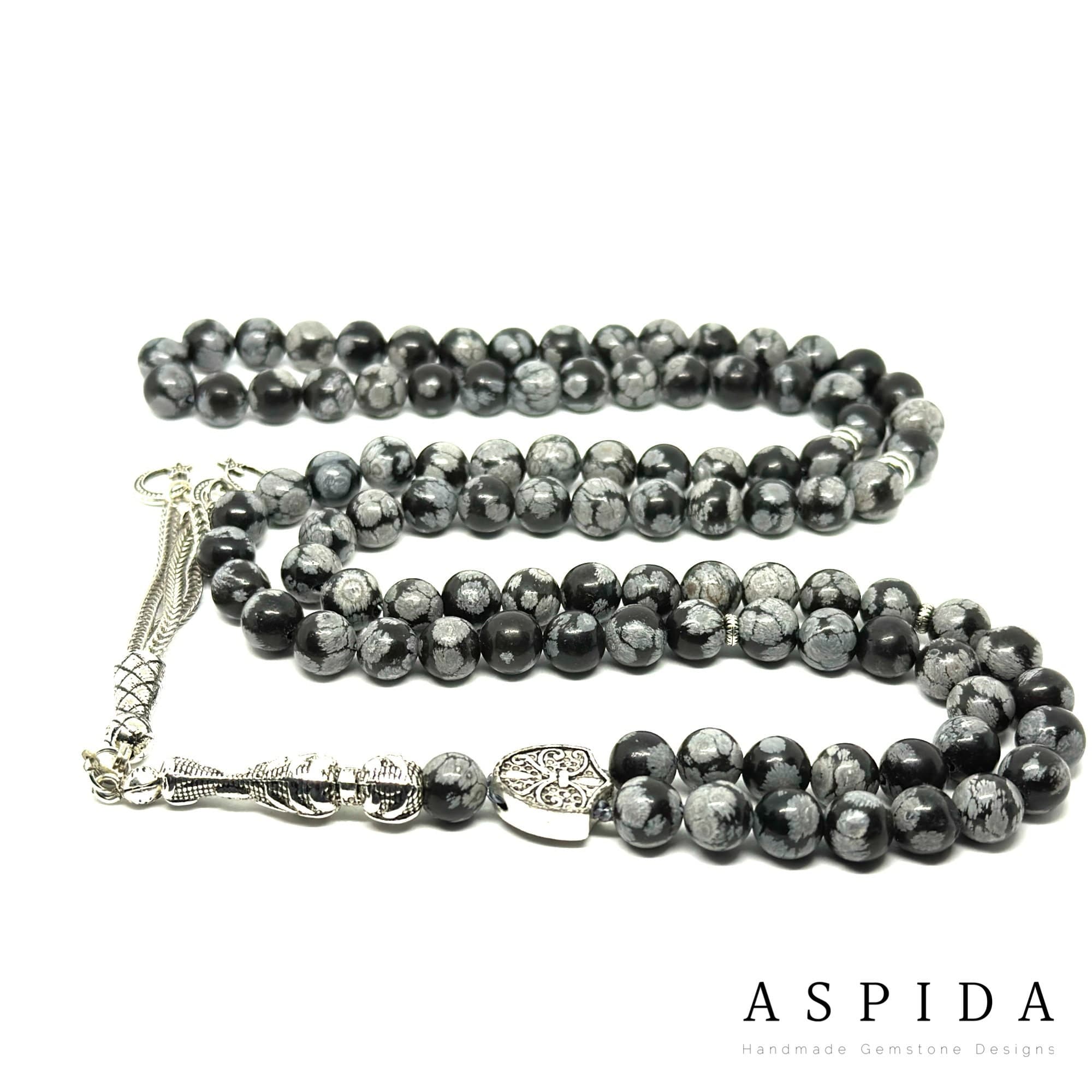 Real Snowflake Obsidian Gemstone, Islamic Prayer 99 Beads, Tasbih, Tesbih, Misbaha, Tasbeeh, Sibha, Rosary, Tasbih 99, Personalized 99 8mm - image 3
