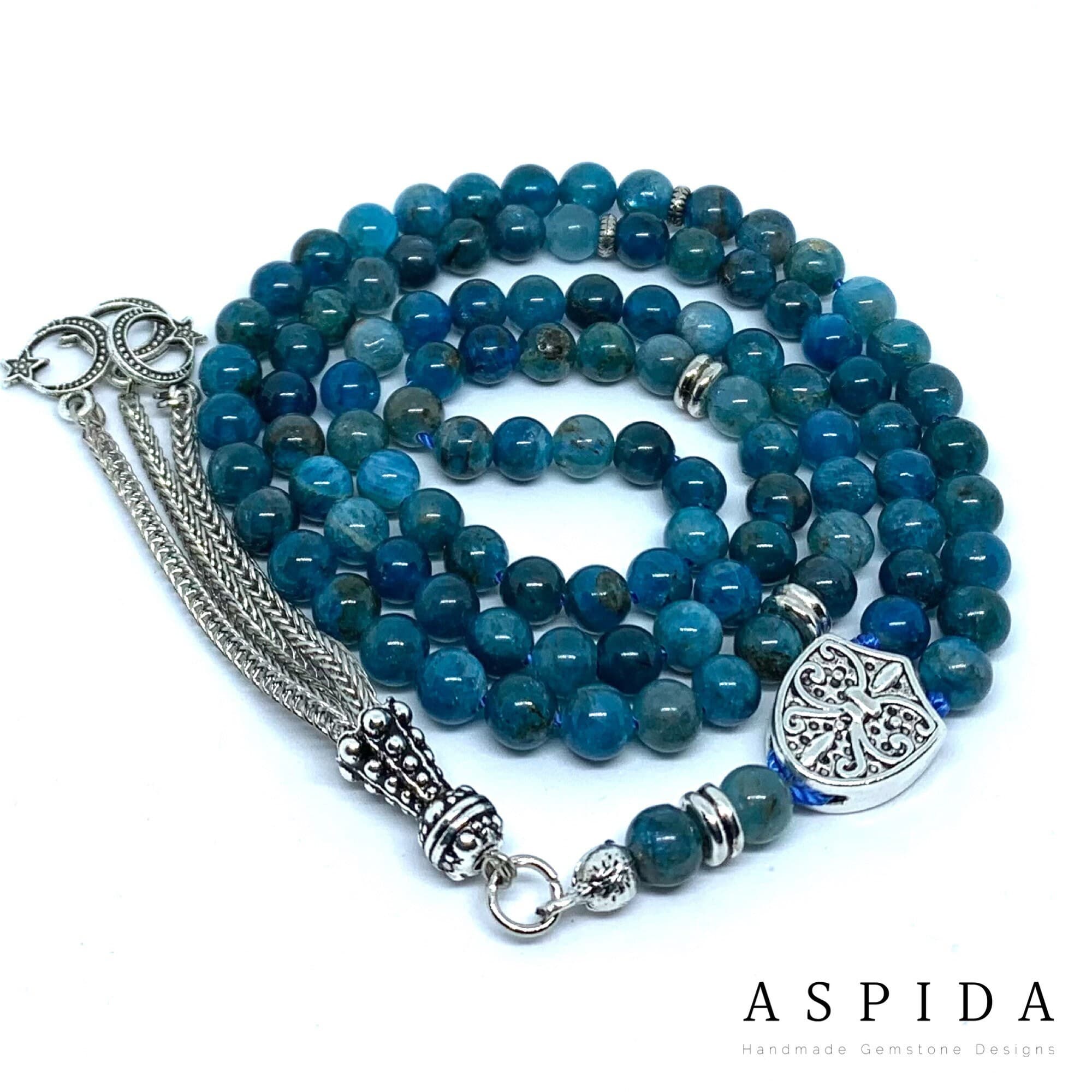 Real Apatite Gemstone, Islamic Prayer 99 Beads, Tasbih, Tesbih, Misbaha, Tasbeeh, Sibha, Rosary, Tasbih 99, Tasbih Personalized 6mm, Premium - image 5