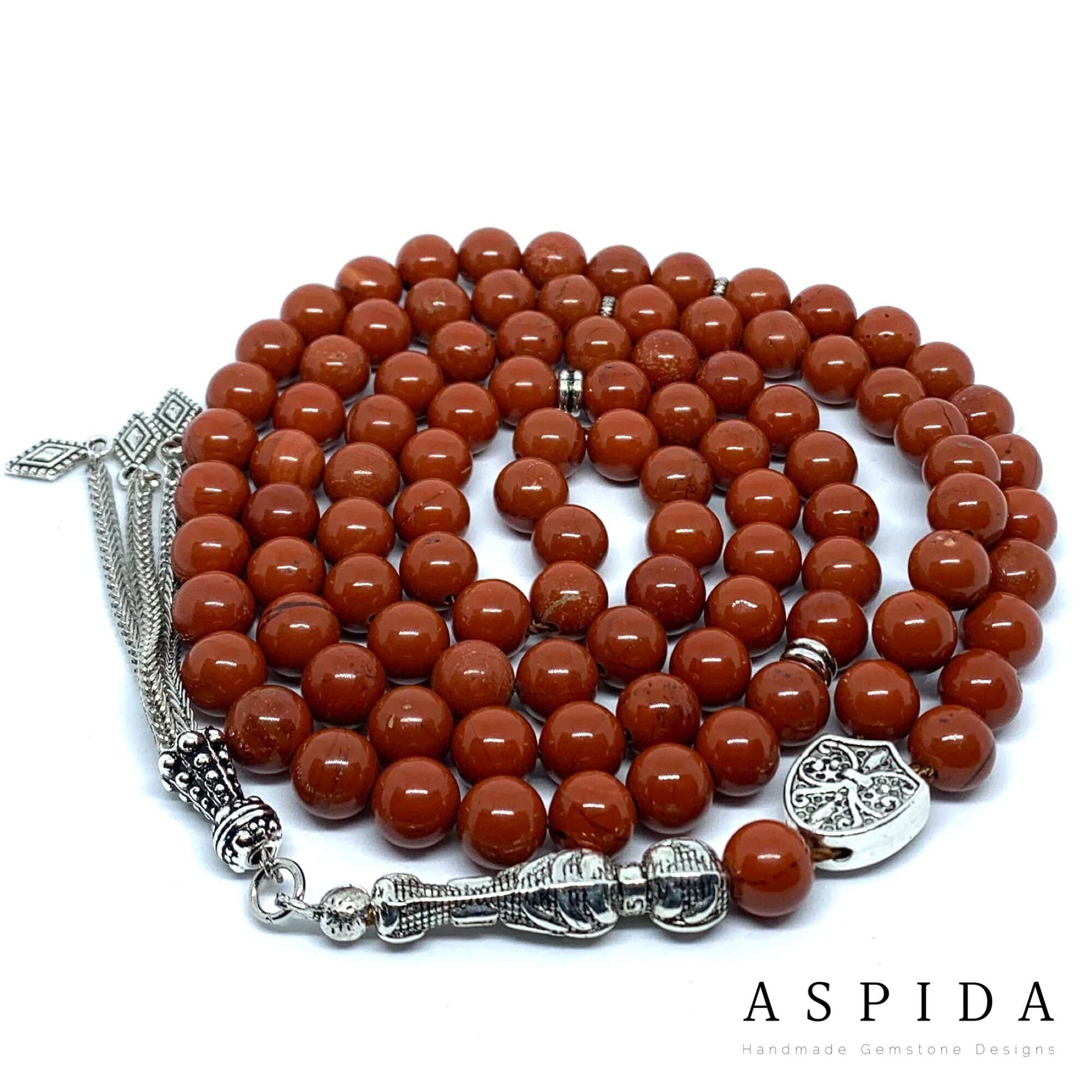 Real Jasper Gemstone, Islamic Prayer 99 Beads, Tasbih, Tesbih, Misbaha, Tasbeeh, Sibha, Rosary, Tasbih 99, Tasbih Personalized 8 mm, Premium - image 4