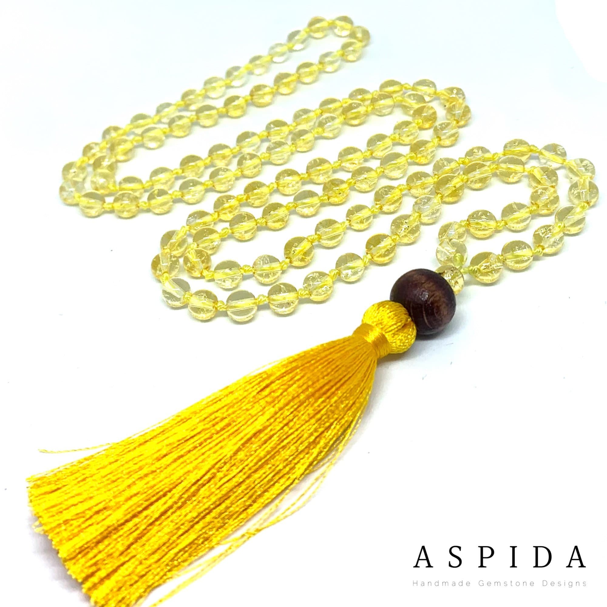 Real Citrine Gemstone Mala Spiritual Necklace 6mm , Hand Knotted 108 Mala Beads, 108 Mala Beads, Mala Tassel Necklace, Japa Mala, Meditation