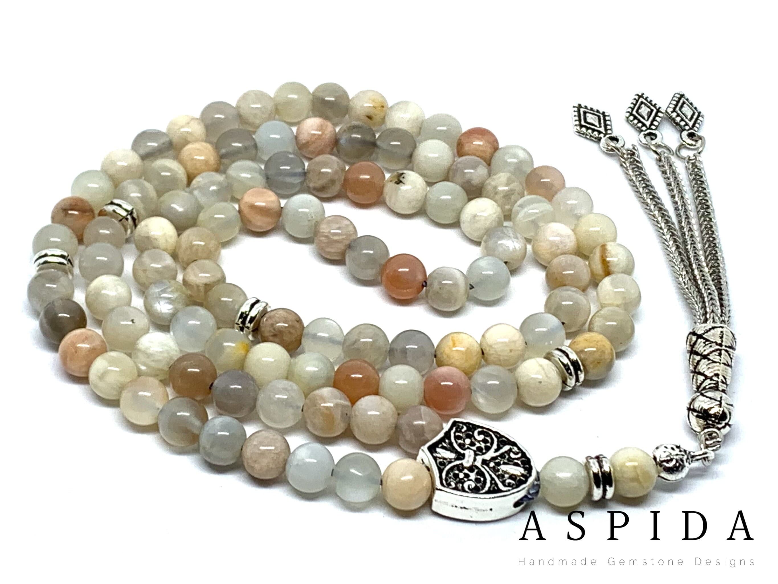 Real Moonstone Gemstone, Islamic Prayer 99 Beads, Tasbih, Tesbih, Misbaha, Tasbeeh, Sibha, Rosary, Tasbih 99, Tasbih Personalized 6mm - image 4