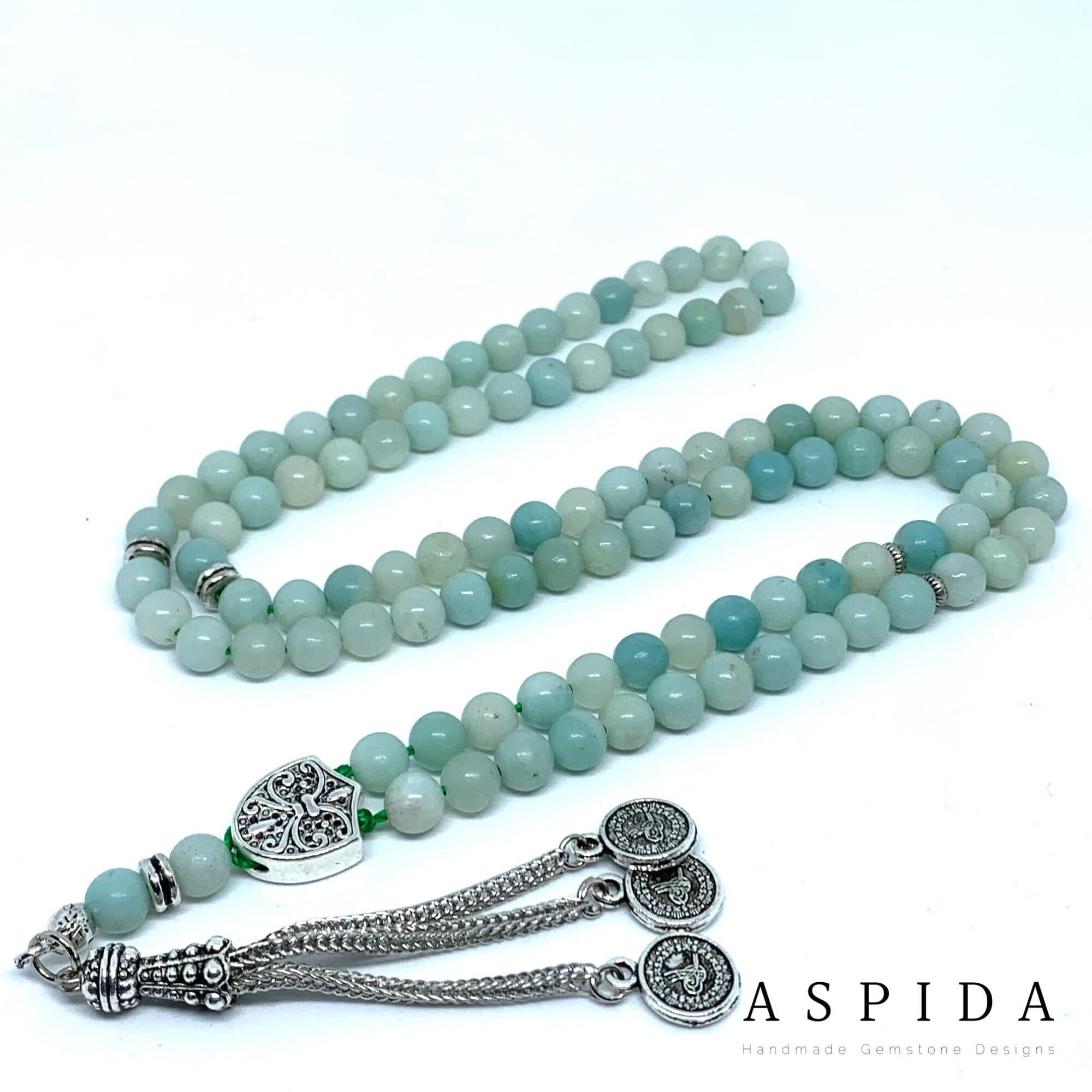 Real Amazonite Gemstone, Islamic Prayer 99 Beads, Tasbih, Tesbih, Misbaha, Tasbeeh, Sibha, Rosary, Tasbih 99, Tasbih Personalized 6mm,