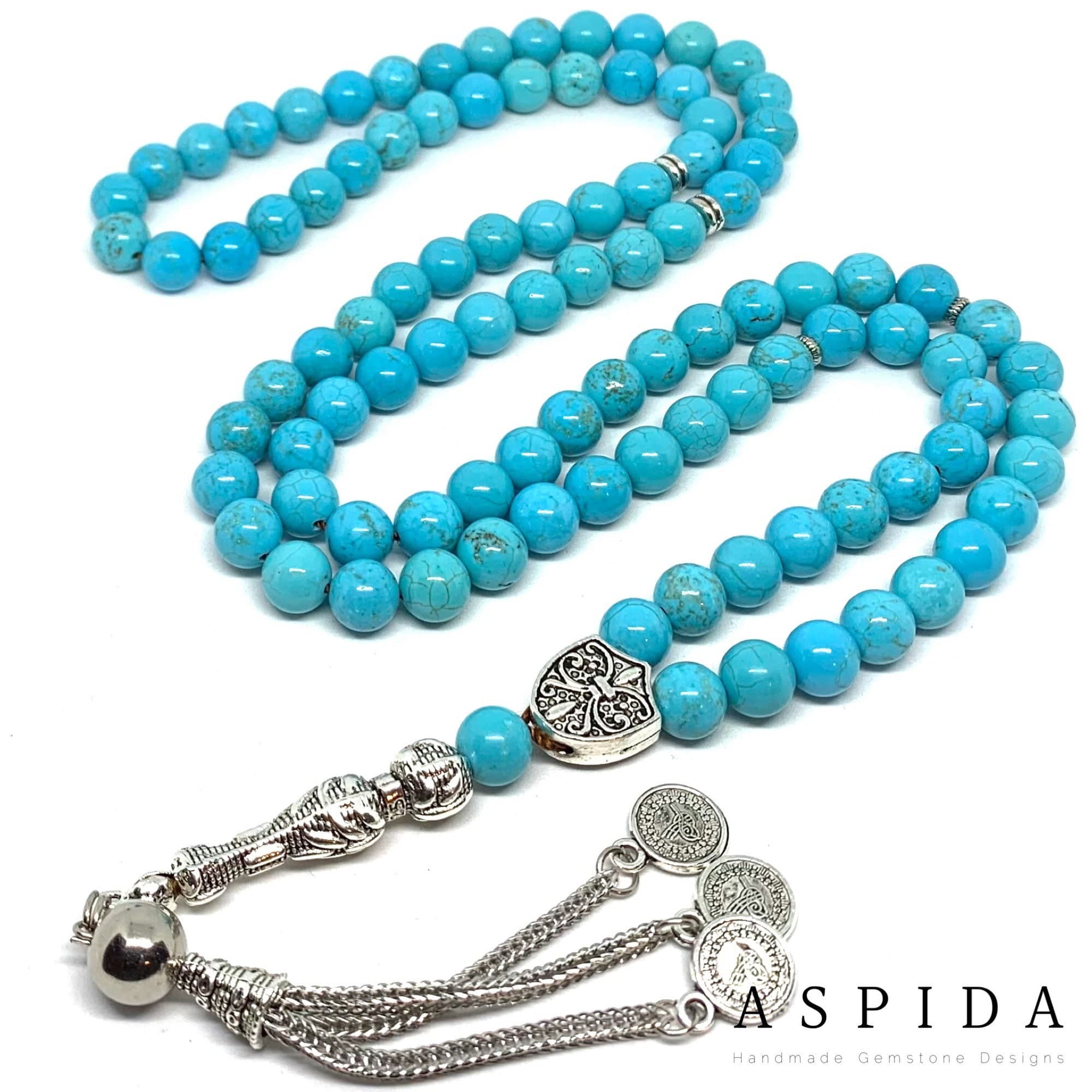 Real Turquoise Gemstone, Islamic Prayer 99 Beads, Tasbih, Tesbih, Misbaha, Tasbeeh, Sibha, Rosary, Tasbih 99, Tasbih Personalized 8 mm, Pre