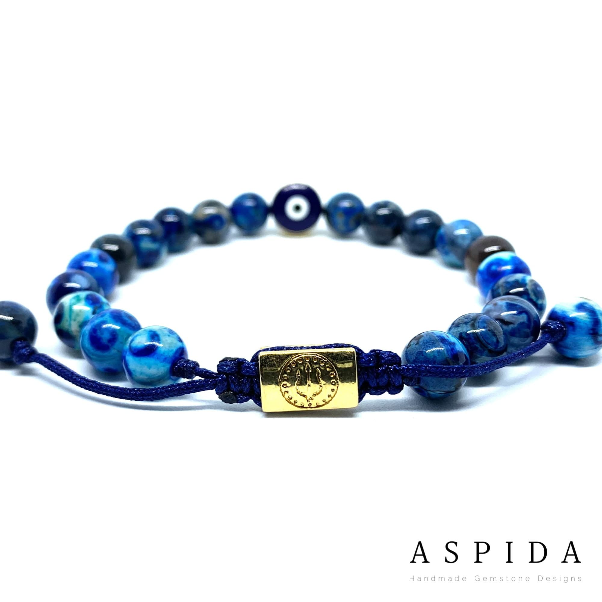 Real Blue Agate Evil Eye Gemstone Crystal Bracelet, Bracelet For Men, Bracelet For Women, Bracelet For Couple, Customize Gıft, Adjustable - image 3