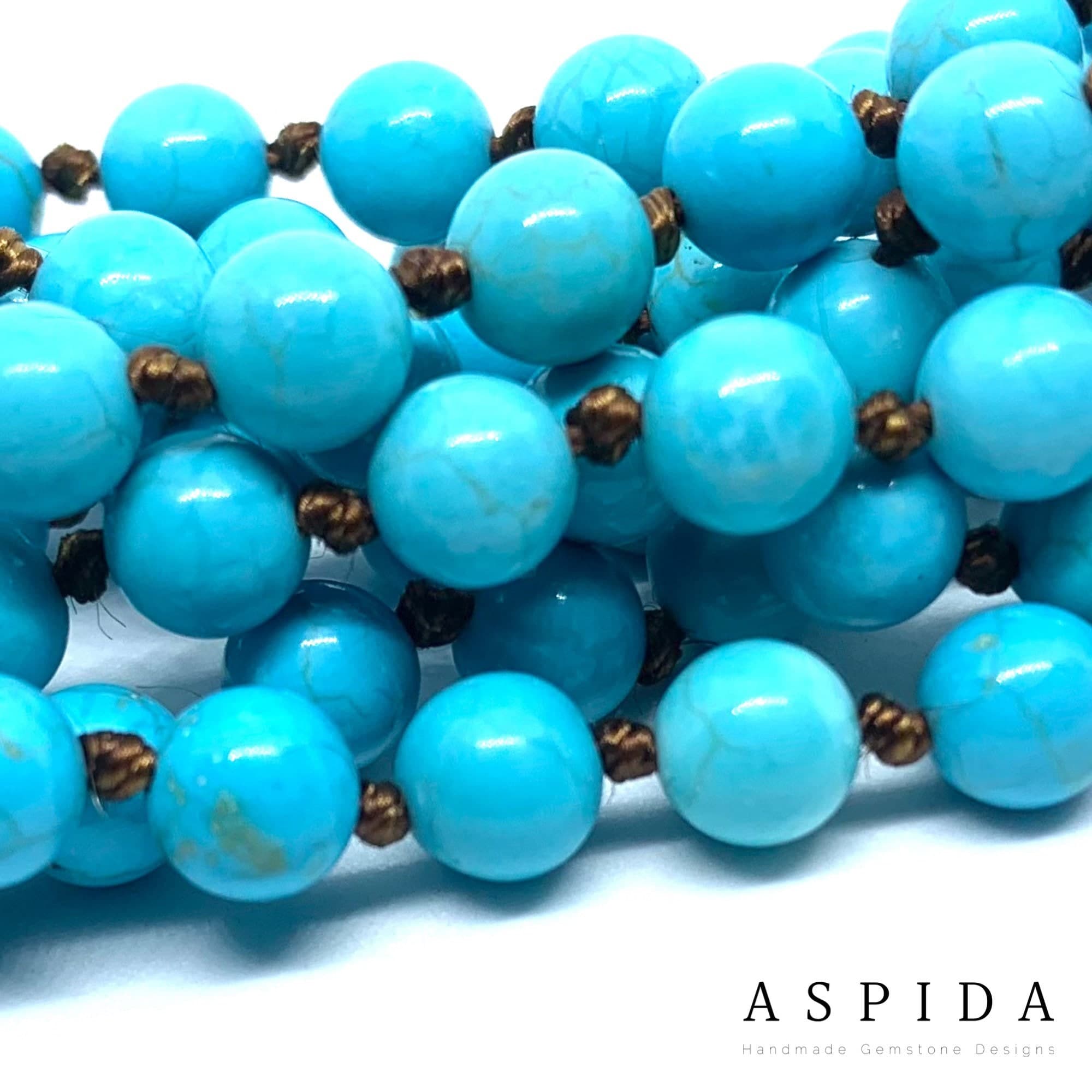 Real Turquoise Gemstone Mala Spiritual Necklace 6mm , Hand Knotted 108 Mala Beads, 108 Mala Bead, Mala Tassel Necklace, JapaMala, Meditation - image 5