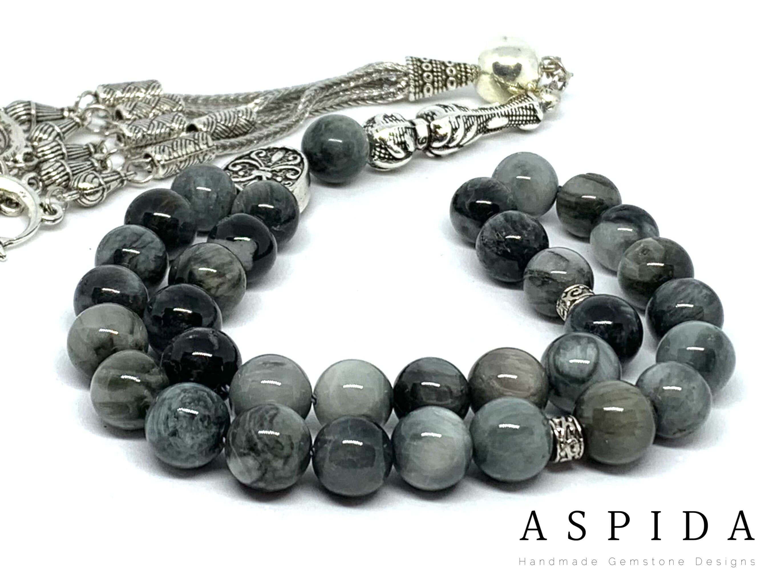 Real Hawk Eyes Gemstone, Islamic Prayer 33 Beads, Tasbih, Tesbih, Misbaha, Tasbeeh, Sibha, Rosary, Tasbih 33, Tasbih Personalized 10mm, Big - image 3