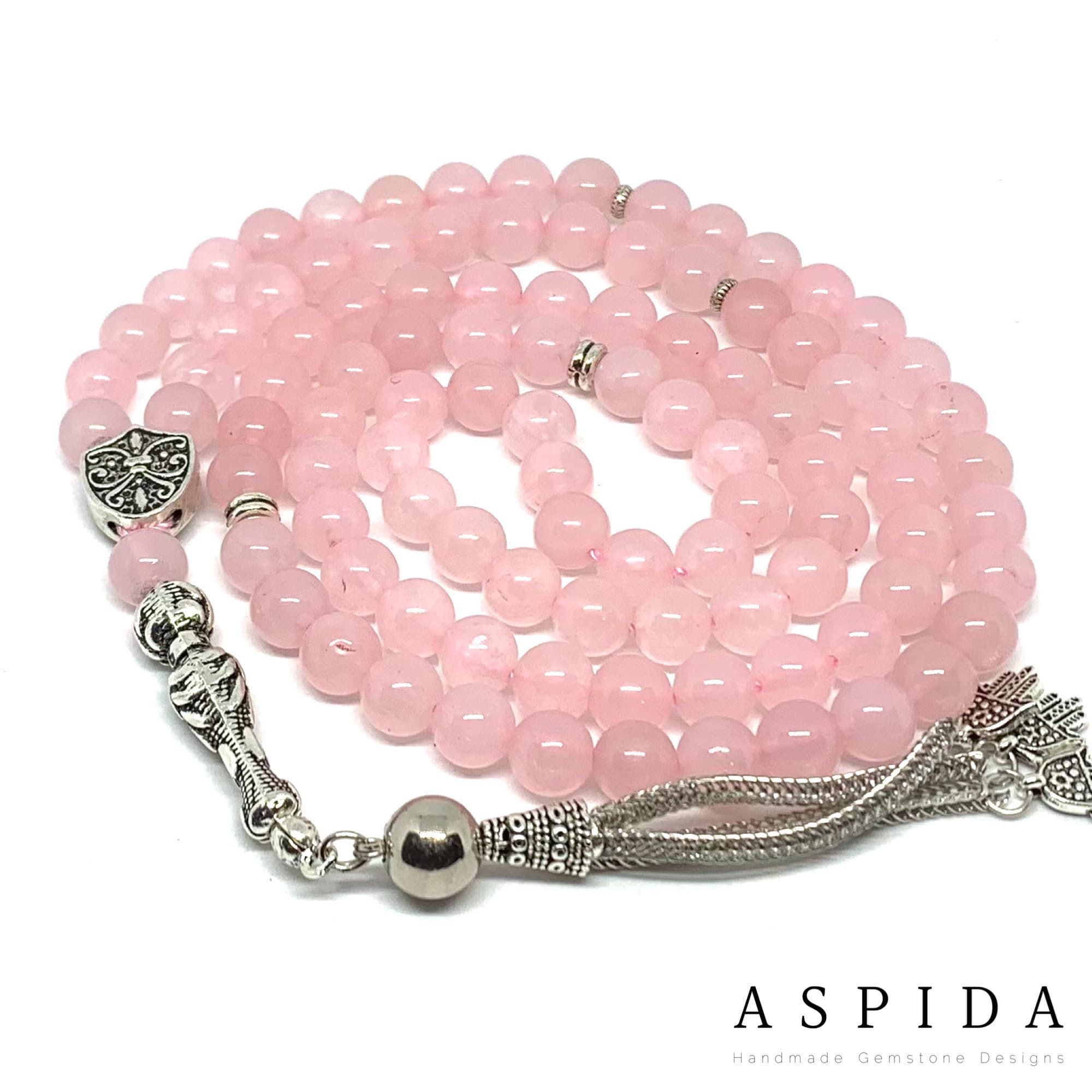 Real Rose Quartz Gemstone, Islamic Prayer 99 Beads, Tasbih, Tesbih, Misbaha, Tasbeeh, Sibha, Rosary, Tasbih 99, Tasbih Personalized 8 mm, - image 4