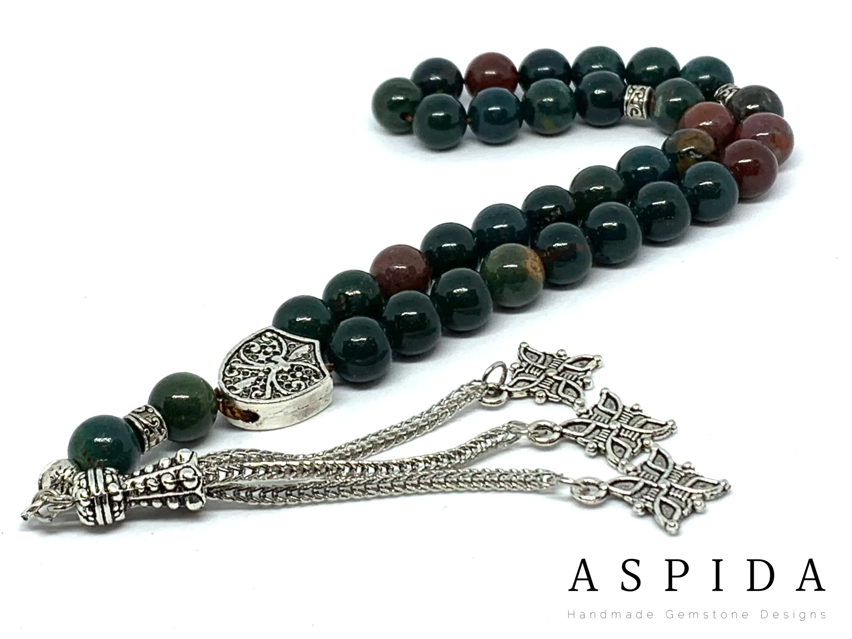 Real Bloodstone Natural Crystal Gemstone Personalized Tasbih 33, Prayer Beads, Tesbih, Misbaha, Tasbeeh, Sibha, Rosary, Premium Quality