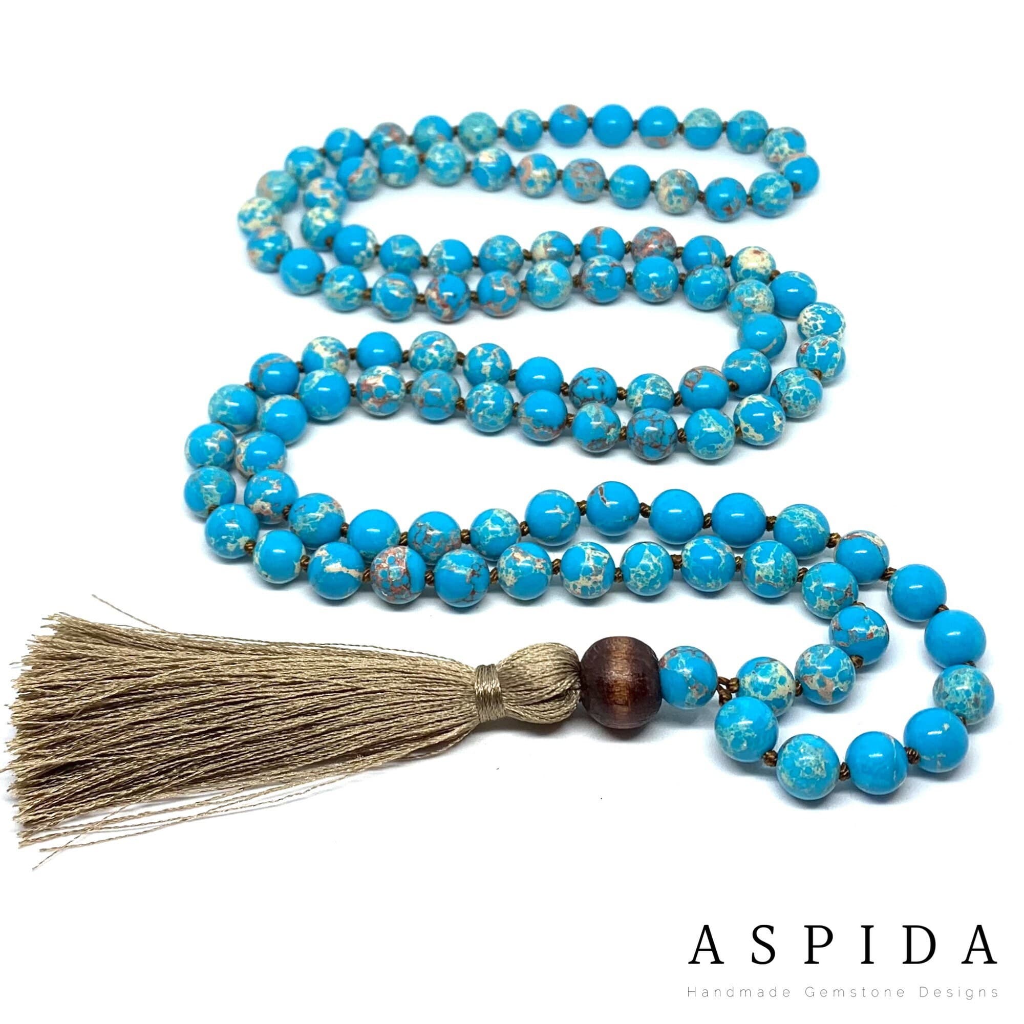 Real Variscite Gemstone Mala Spiritual Necklace, Hand Knotted 108 Mala Beads, 108 Mala Beads, Mala Necklace, Japa Mala, Meditation Mala - image 3