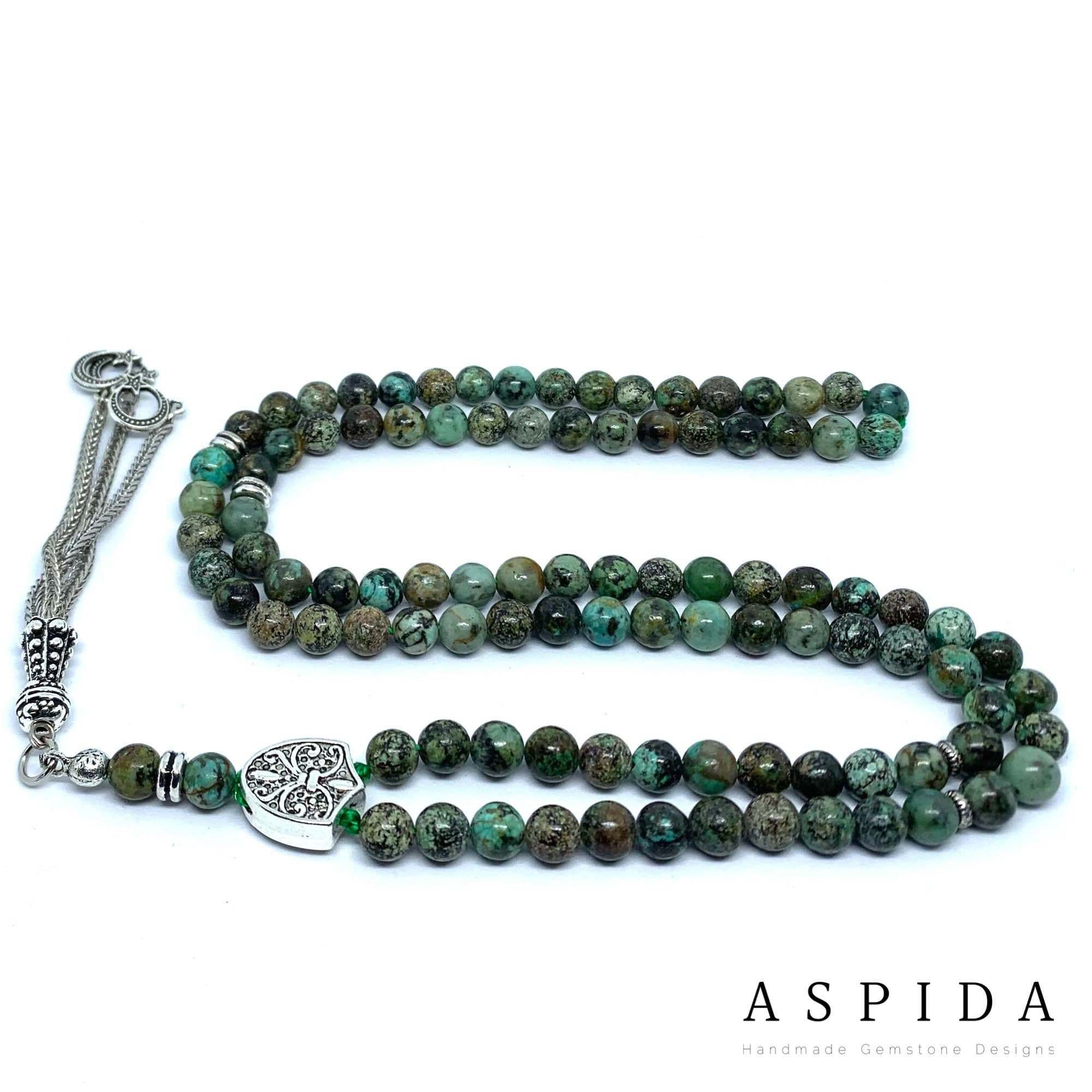 Real African Turquoise Gemstone, Islamic Prayer 99 Beads, Tasbih, Tesbih, Misbaha, Tasbeeh, Sibha, Rosary, Tasbih 99, Personalized 6mm - image 3