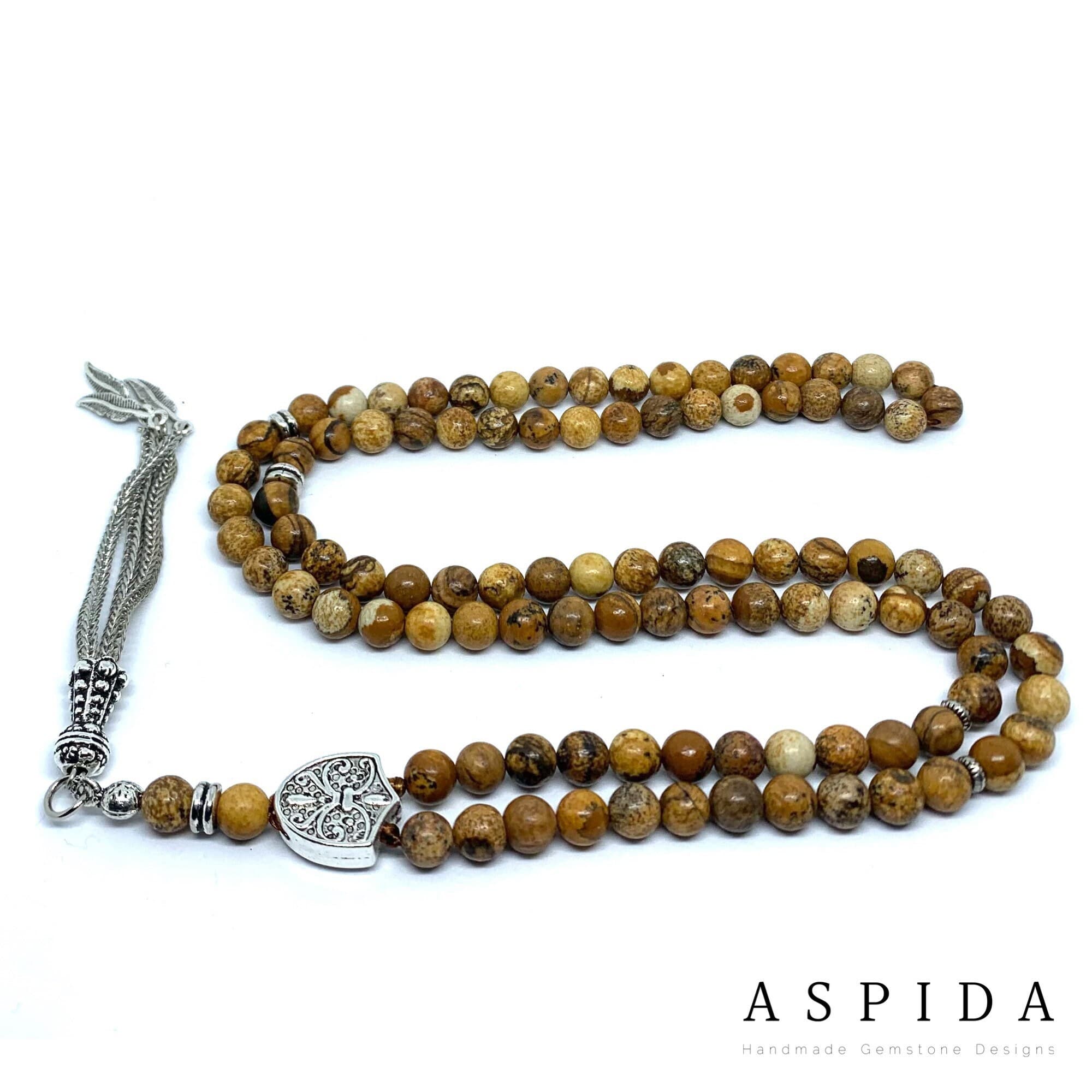 Real Picture Jasper Gemstone, Islamic Prayer 99 Beads, Tasbih, Tesbih, Misbaha, Tasbeeh, Sibha, Rosary, Tasbih 99, Tasbih Personalized 6mm, - image 3
