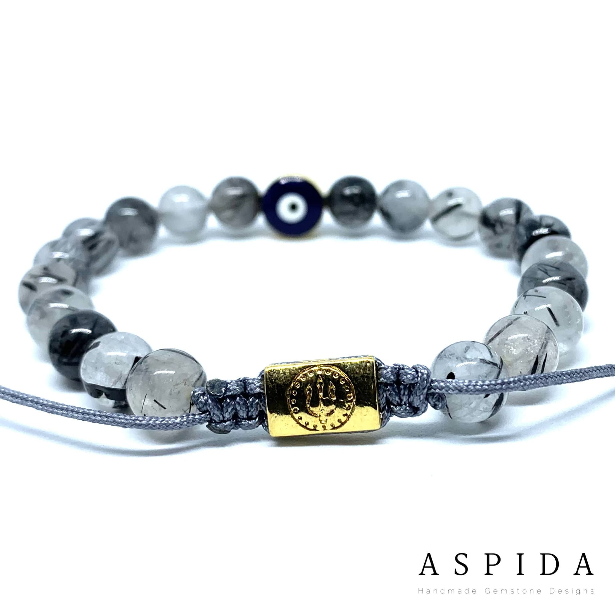 Real Rutile Quartz Evil Eye Gemstone Crystal Bracelet, Bracelet For Men, Bracelet For Women, Bracelet For Couple, Customize Gıft, Adjustable - image 3