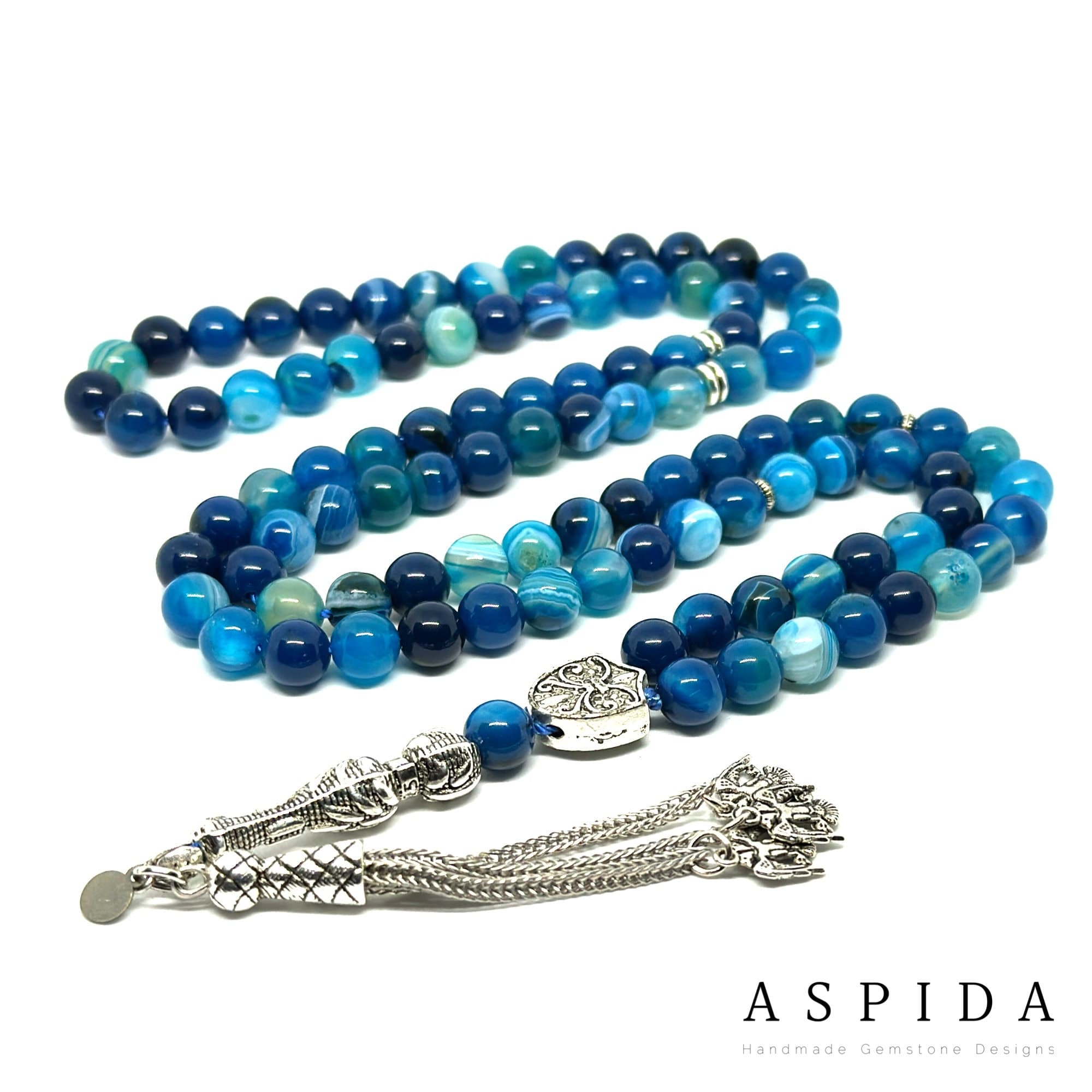 Real Agate Gemstone, Islamic Prayer 99 Beads, Tasbih, Tesbih, Misbaha, Tasbeeh, Sibha, Rosary, Tasbih 99, Tasbih Personalized 8 mm, Premium