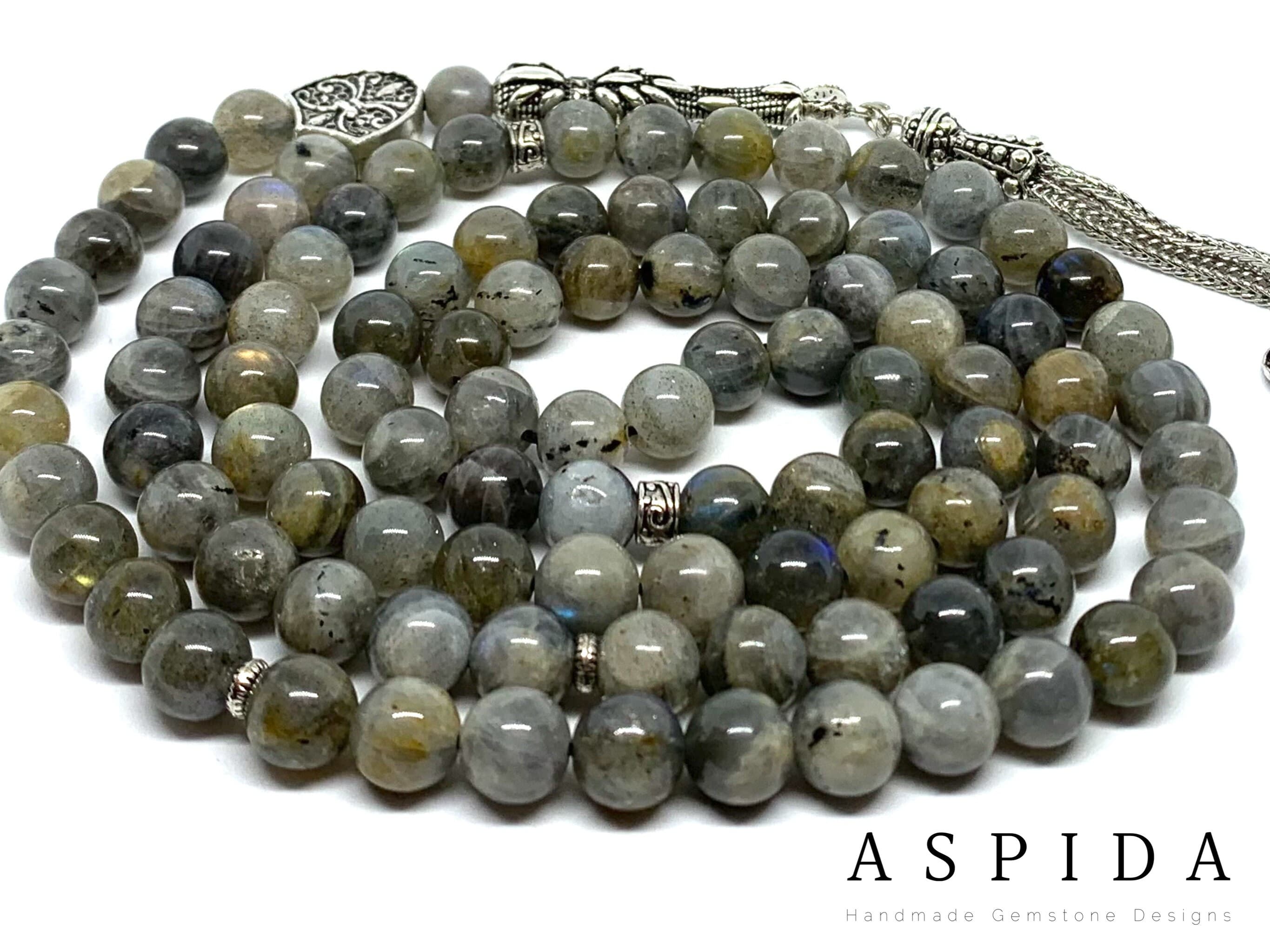 Real Labradorite Gemstone, Islamic Prayer 99 Beads, Tasbih, Tesbih, Misbaha, Tasbeeh, Sibha, Rosary, Tasbih 99, Tasbih Personalized 8 mm, - image 4