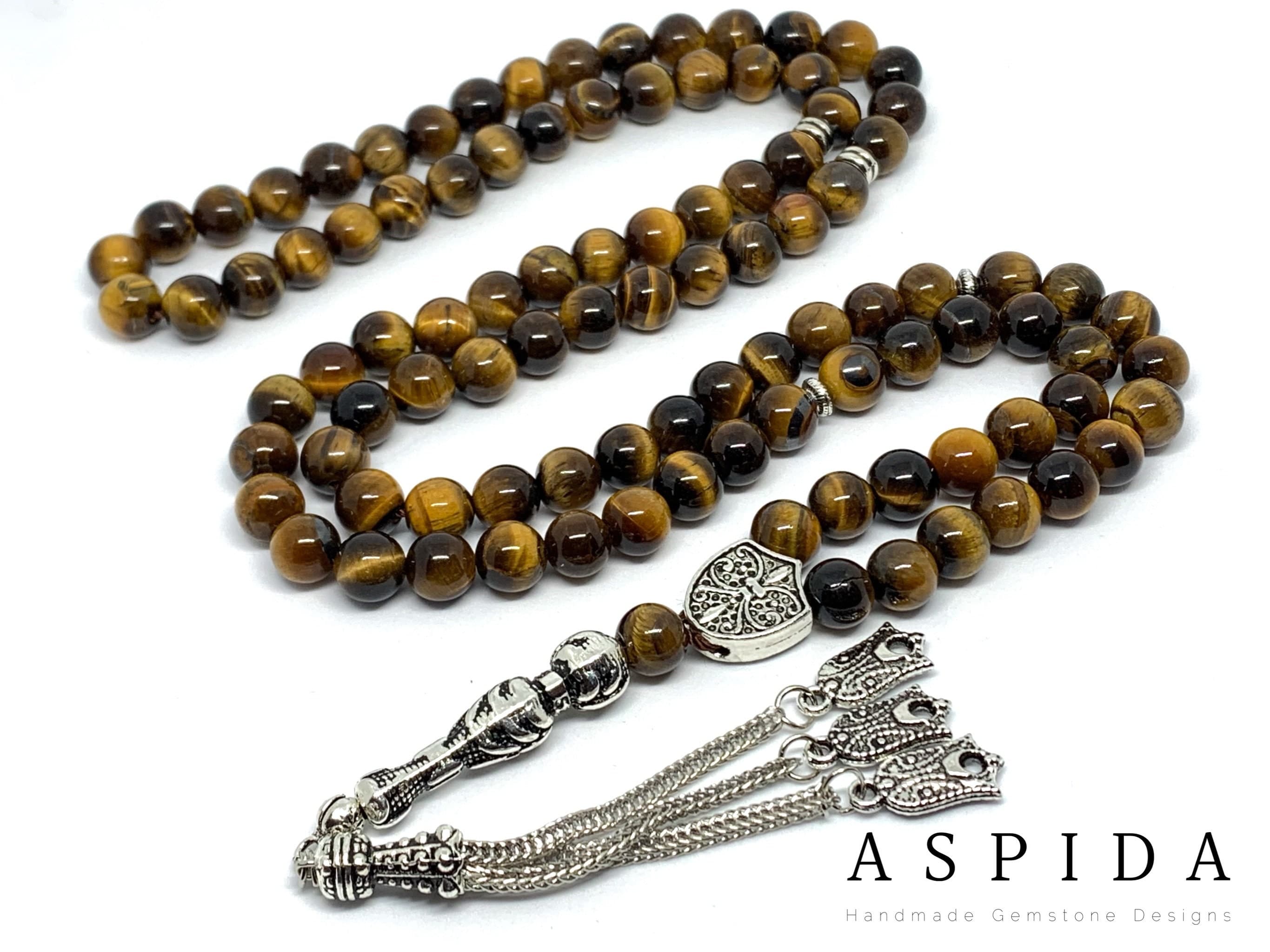 Real Brown Tiger Eye  Natural Crystal Gemstone Personalized Tasbih 99, Prayer Beads, Tesbih, Misbaha, Tasbeeh, Sibha, Rosary, Eid Gift
