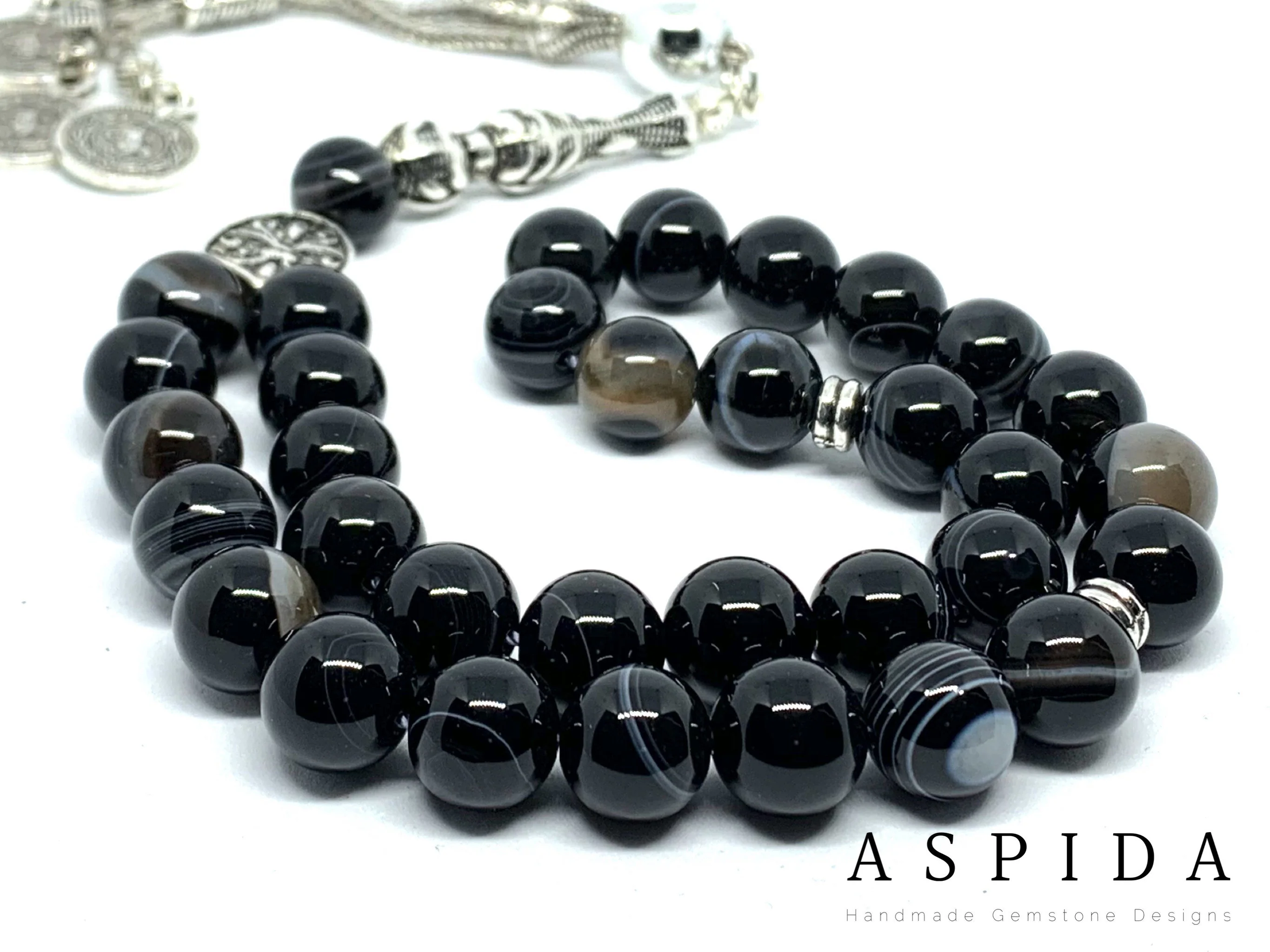 Real Agate Gemstone, Islamic Prayer 33 Beads, Tasbih, Tesbih, Misbaha, Tasbeeh, Sibha, Rosary, Tasbih 33, Tasbih Personalized 10mm, Big Size - image 5