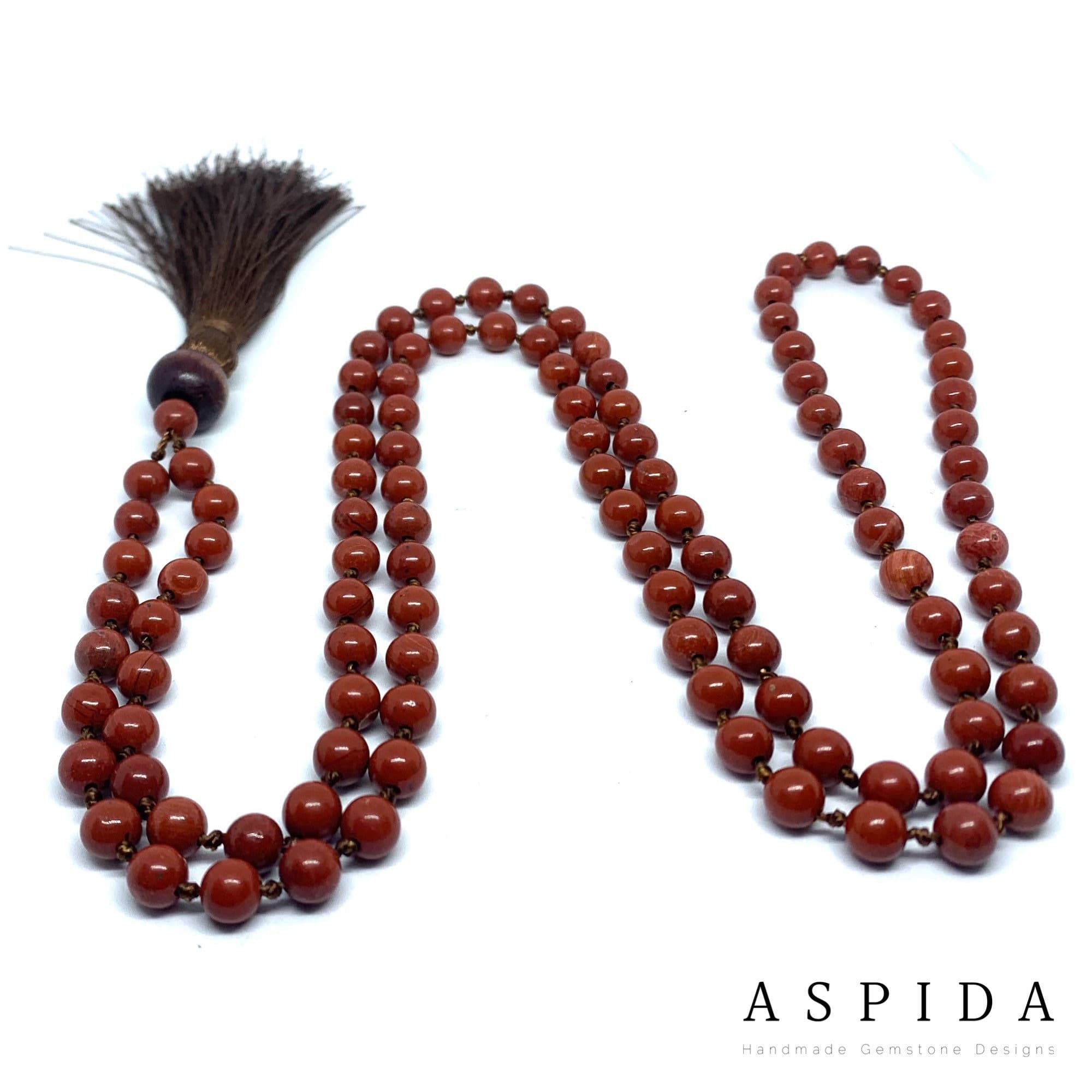 Real Red Jasper Gemstone Mala Spiritual Necklace 6mm, Hand Knotted 108 Mala Beads, 108 Mala Bead, Mala Tassel Necklace, Japamala, Meditation - image 4