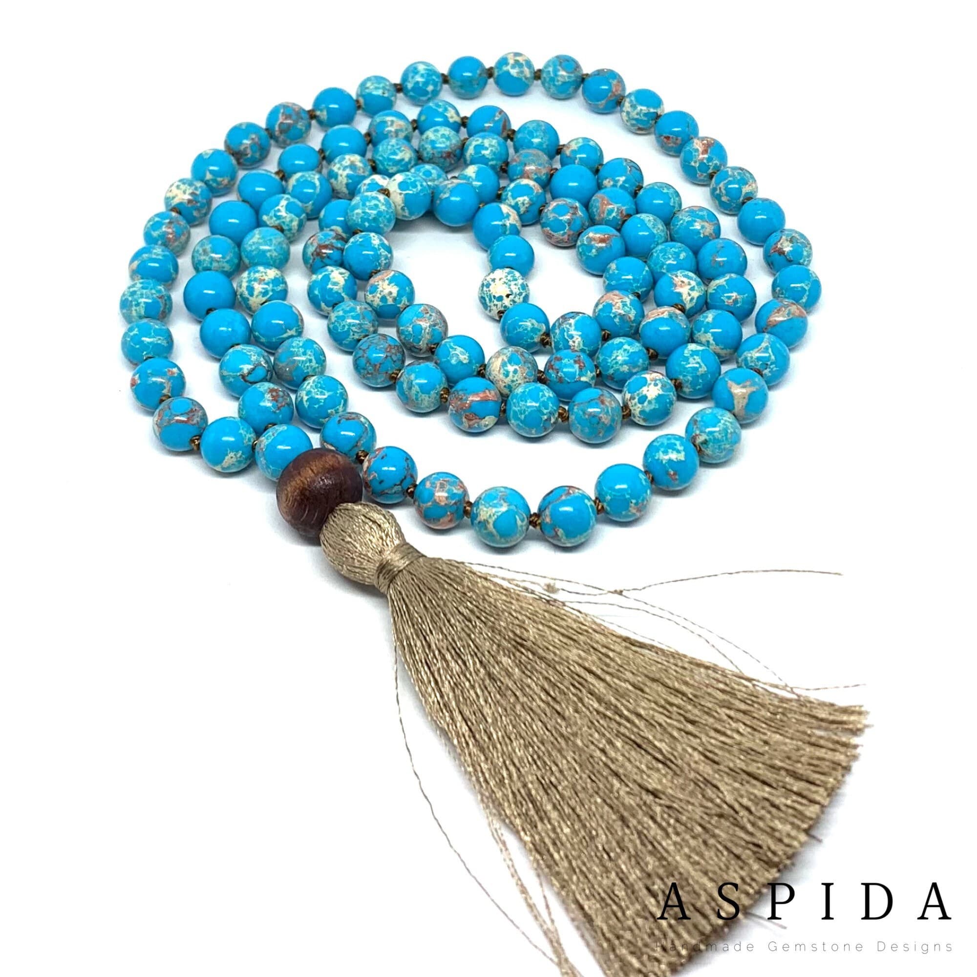 Real Variscite Gemstone Mala Spiritual Necklace, Hand Knotted 108 Mala Beads, 108 Mala Beads, Mala Necklace, Japa Mala, Meditation Mala - image 4