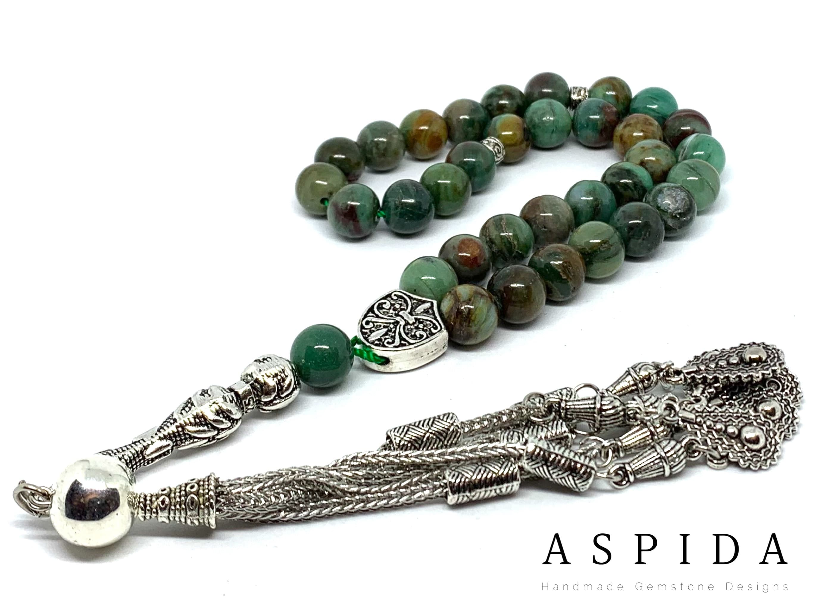 Real Jade Gemstone, Islamic Prayer 33 Beads, Tasbih, Tesbih, Misbaha, Tasbeeh, Sibha, Rosary, Tasbih 33, Tasbih Personalized 10mm, Big Size
