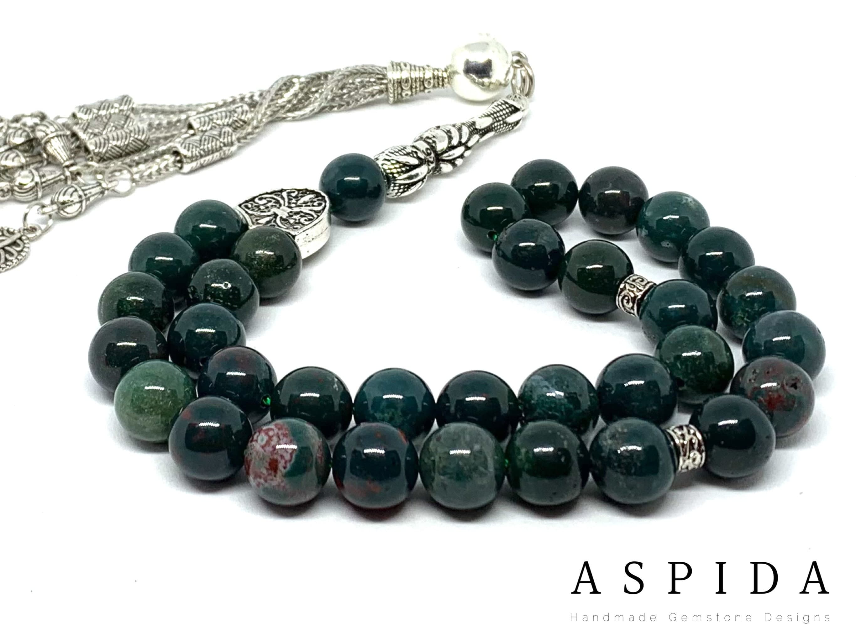 Real Bloodstone Gemstone, Islamic Prayer 33 Beads, Tasbih, Tesbih, Misbaha, Tasbeeh, Sibha, Rosary, Tasbih 33, Tasbih Personalized 10mm - image 3