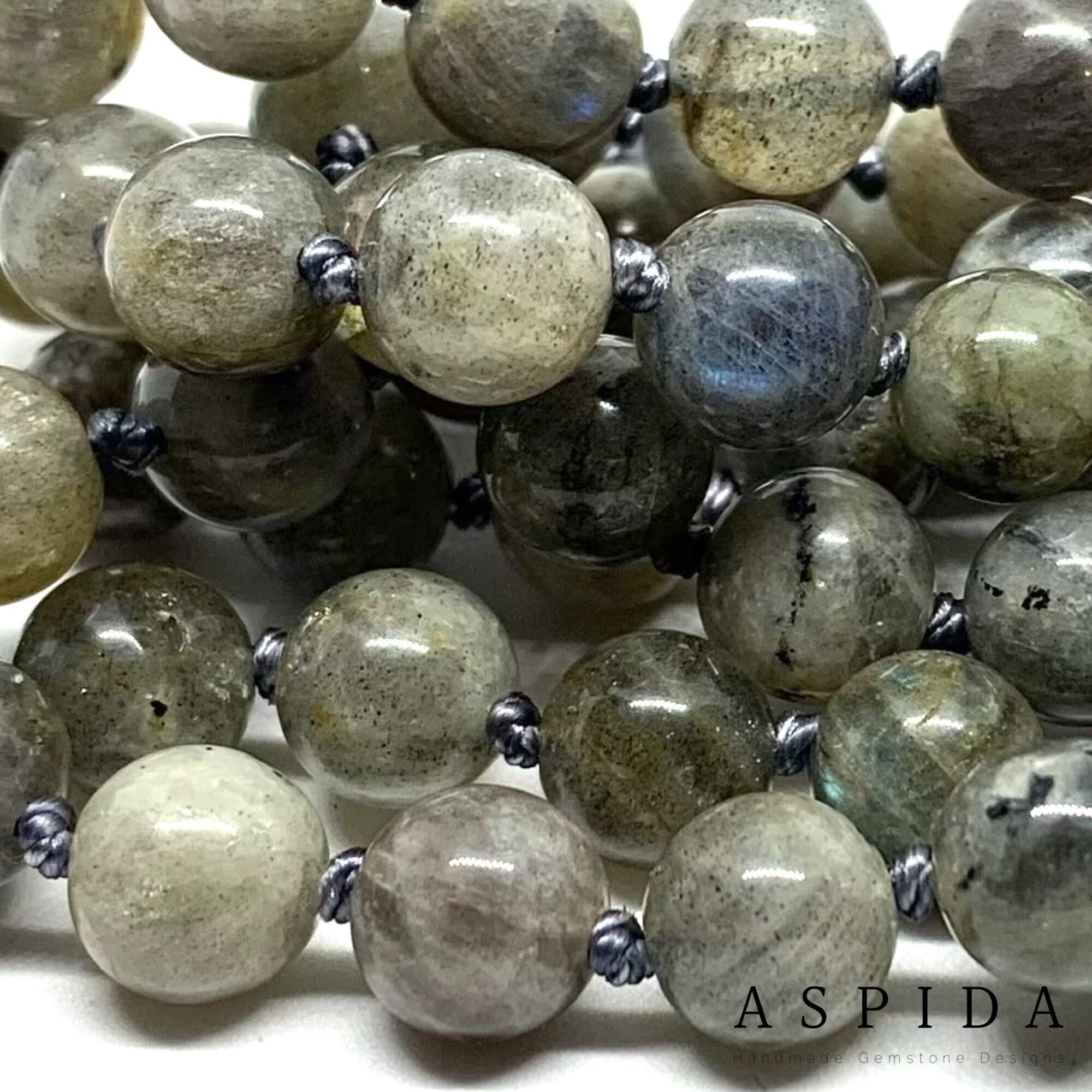 Real Labradorite Gemstone Mala Spiritual Necklace, Hand Knotted 108 Mala Beads, 108 Mala Bead, Mala Necklace, JapaMala, Meditation Mala - image 5