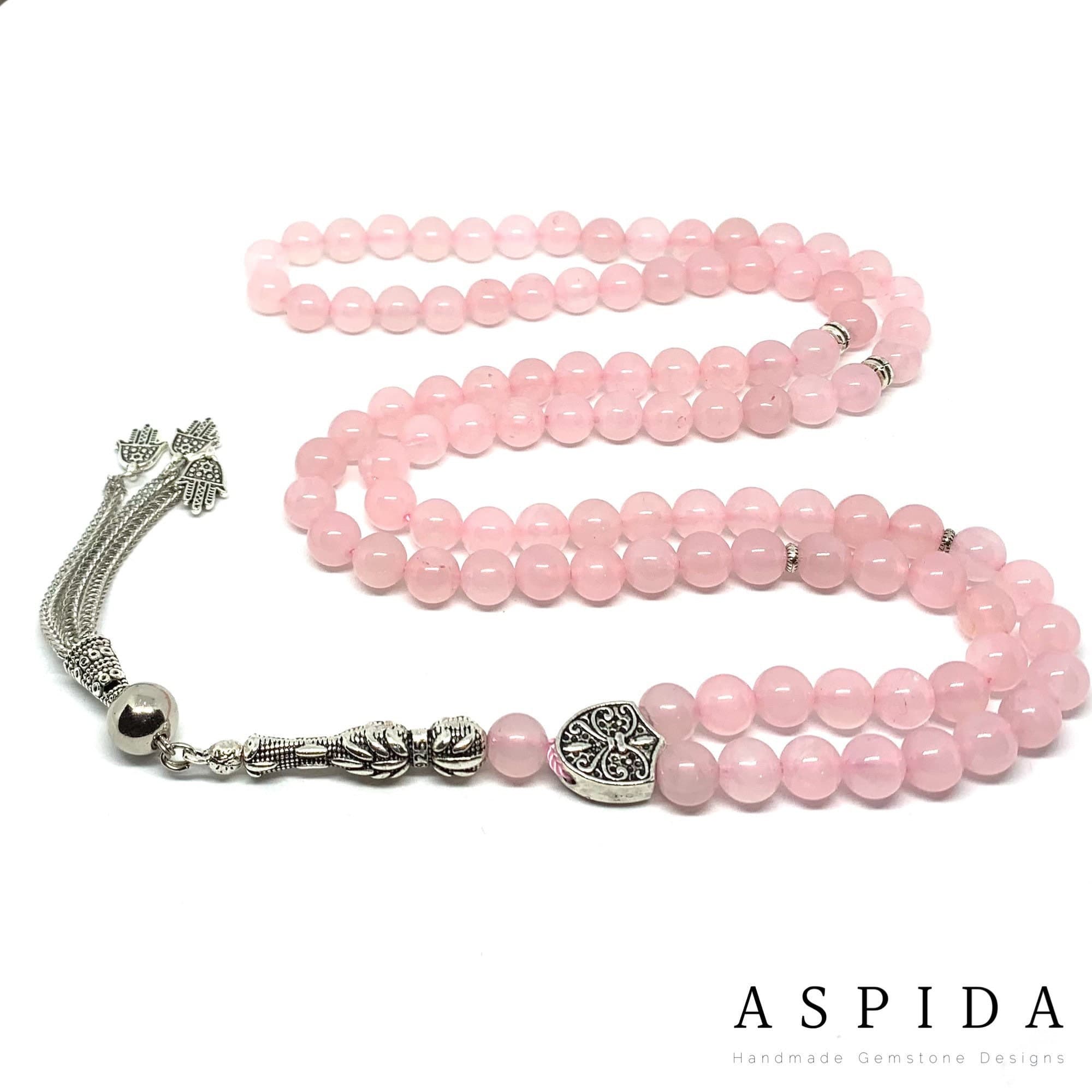 Real Rose Quartz Gemstone, Islamic Prayer 99 Beads, Tasbih, Tesbih, Misbaha, Tasbeeh, Sibha, Rosary, Tasbih 99, Tasbih Personalized 8 mm, - image 3