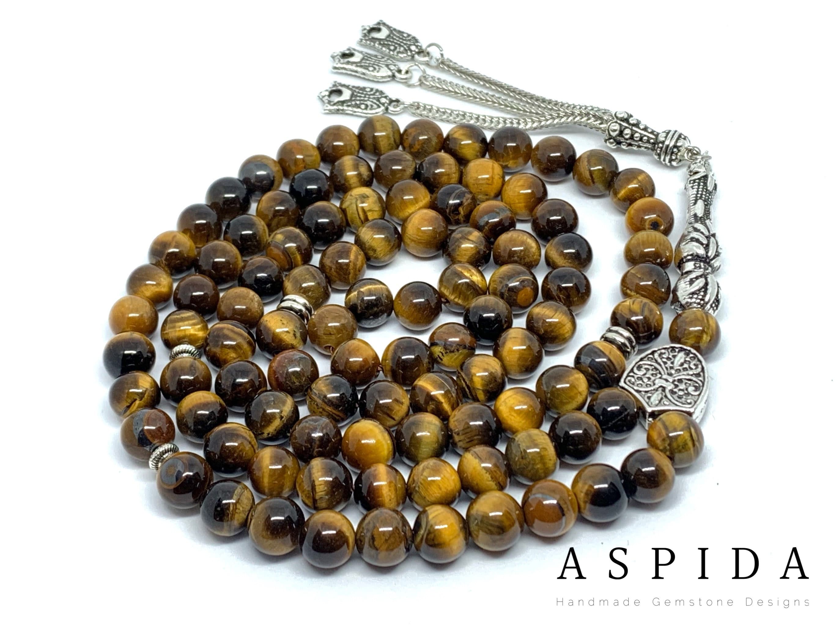 Real Brown Tiger Eye  Natural Crystal Gemstone Personalized Tasbih 99, Prayer Beads, Tesbih, Misbaha, Tasbeeh, Sibha, Rosary, Eid Gift - image 3