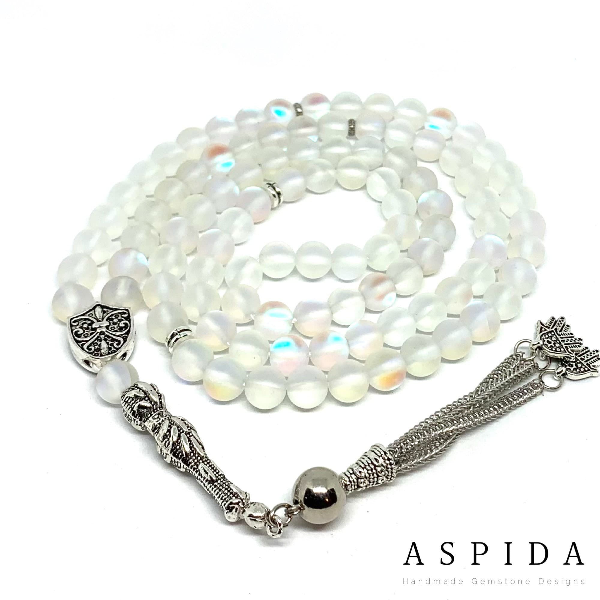 Real Aura Angel Quartz Gemstone, Islamic Prayer 99 Beads, Tasbih, Tesbih, Misbaha, Tasbeeh, Sibha, Tasbih 99, Tasbih Personalized 8 mm, - image 4
