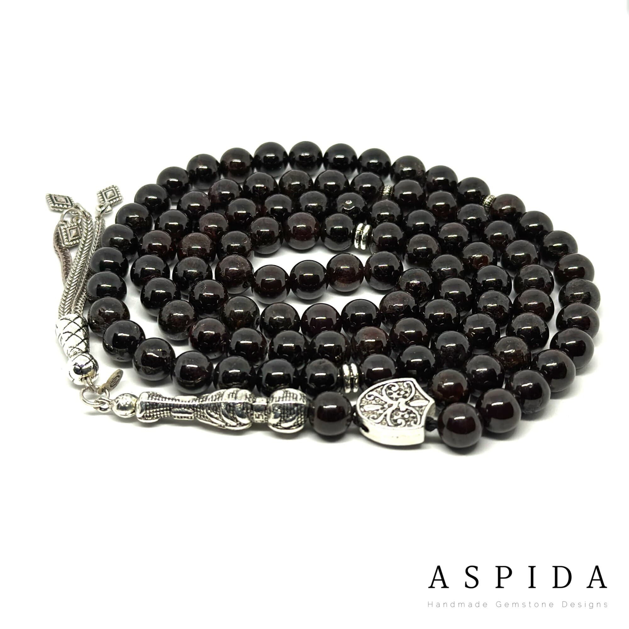 Real Garnet Gemstone, Islamic Prayer 99 Beads, Tasbih, Tesbih, Misbaha, Tasbeeh, Sibha, Rosary, Tasbih 99, Tasbih Personalized 8 mm, Premium - image 4