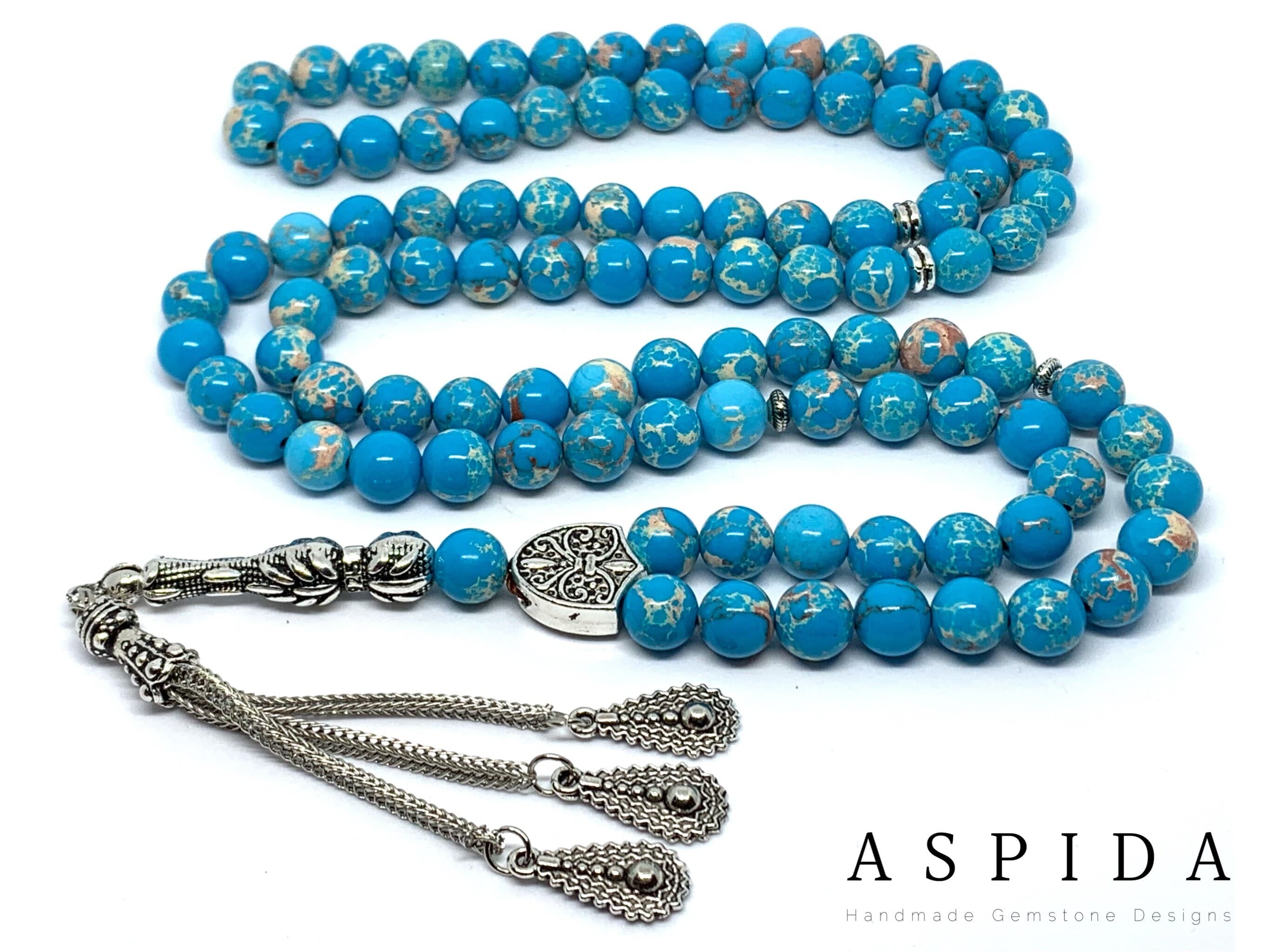 Real Blue Variscite  Natural Crystal Gemstone Personalized Tasbih 99, Prayer Beads, Tesbih, Misbaha, Tasbeeh, Sibha, Rosary, Eid Gift - image 3