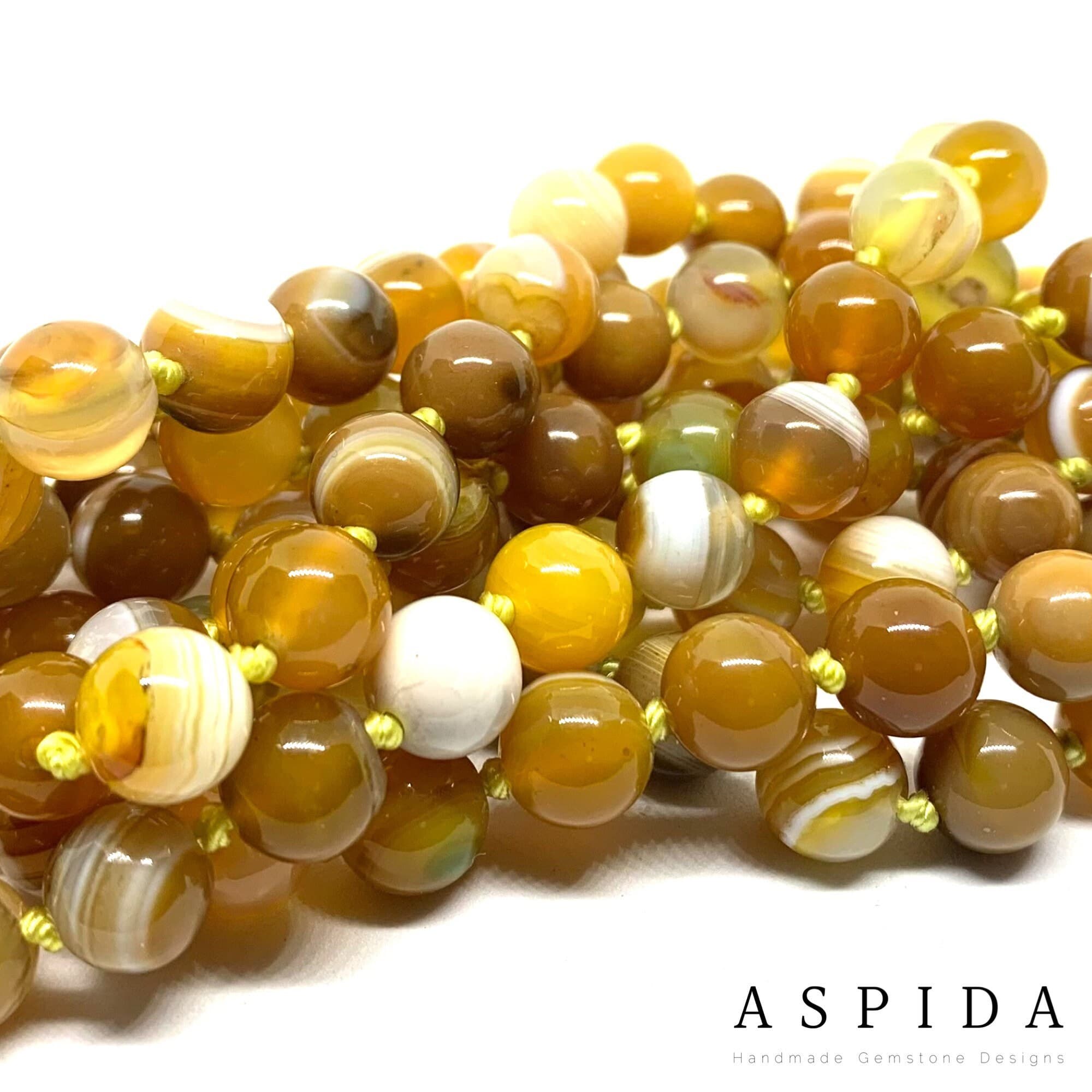 Real Agate Gemstone Mala Healing Necklace, Hand Knotted 108 Mala Beads, 108 Mala Beads, Mala Tassel Necklace, Japa Mala, Meditation Mala - image 5