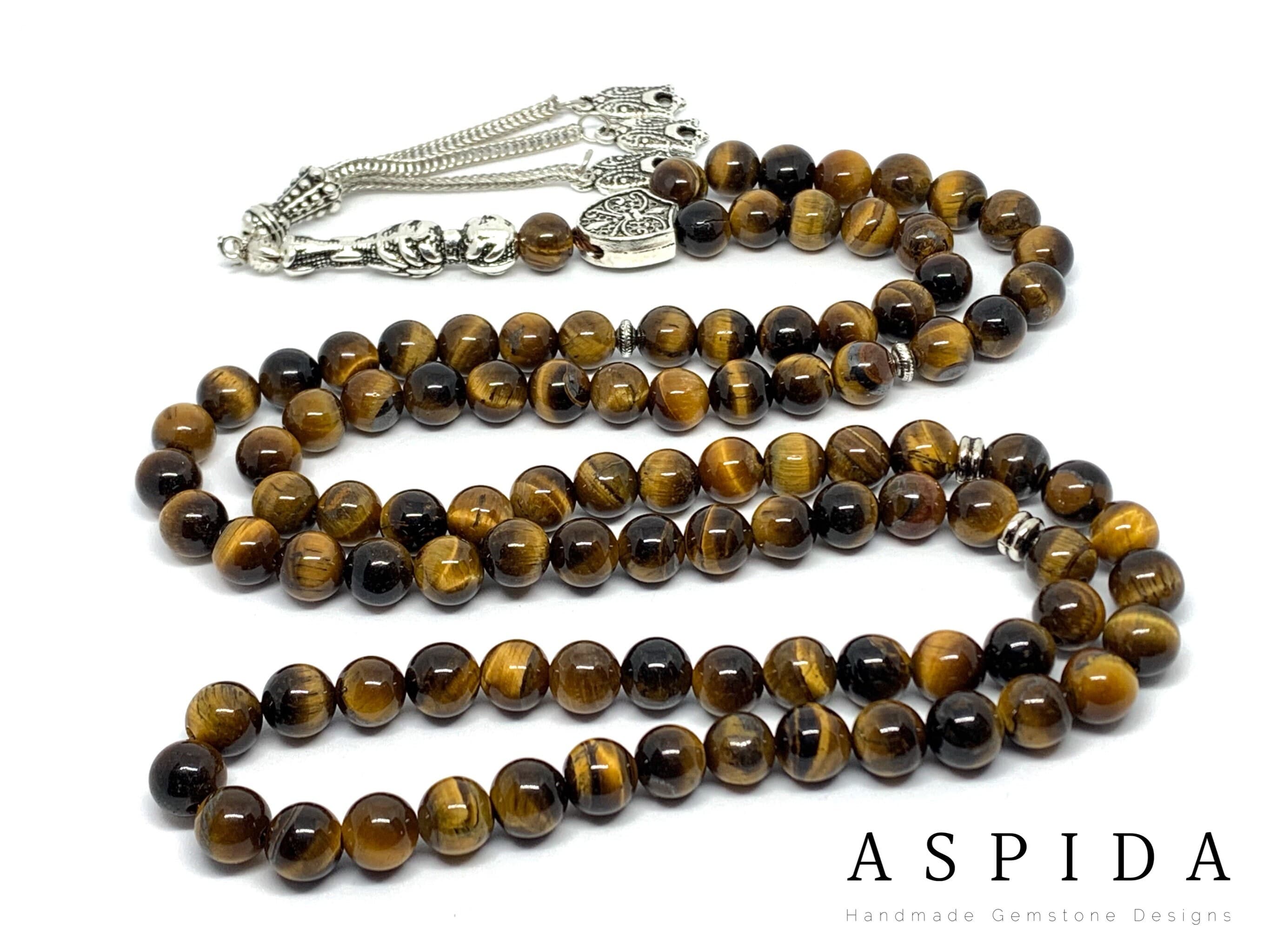 Real Brown Tiger Eye  Natural Crystal Gemstone Personalized Tasbih 99, Prayer Beads, Tesbih, Misbaha, Tasbeeh, Sibha, Rosary, Eid Gift - image 4